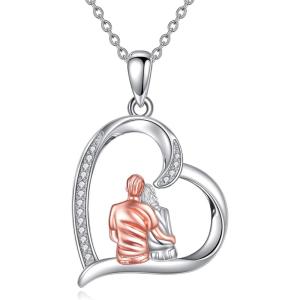 YFN Mom & Sister Necklace, Sterling Silver Heart Pendant Jewelry, Wife/Girlfriend Birthday Gift(Silver-Necklace for Wife Girlfriend)