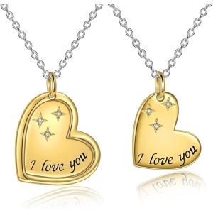 YFN Mother Daughter Necklace for Two Sterling Silver Mother Daughter Pendant Heart Matching Jewelry Gifts for Women(Heart)