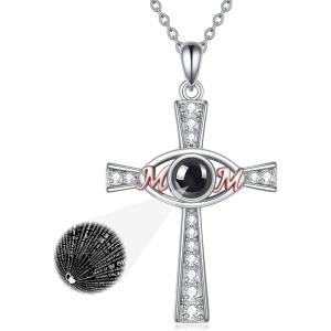 YFN Mother’s Day Gifts Sterling Silver Mother daughter Pendant Necklace Mom Jewelry for Women Mama Daughter(100 language(mom))