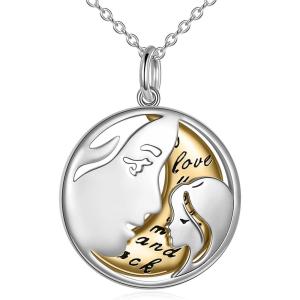 YFN Mother’s Day Gifts Sterling Silver Mother daughter Pendant Necklace Mom Jewelry for Women Mama Daughter(Gold Moon)