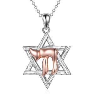 YFN Star of David Necklace Sterling Silver Jewish Christian Jewelry Gifts with 18″ Chain(Star of David Necklace)