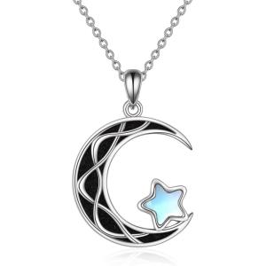 YFN Sterling Silver Irish Celtic Knot Triquetra Trinity Vintage Viking Jewelry for Women Men(Moon Star)