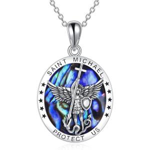 YFN Sterling Silver St Michael/St Christopher/Jesus/Virgin Mary Necklace for Men Women Catholic/Protector/Talisman Michael Archangel Medal Necklace Jewelry 18+2″(Saint Michael Necklace)