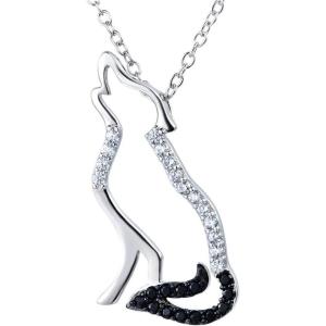 YFN Wolf Pendant Necklace 925 Sterling Silver Cubic Zirconial Wolf Moon Necklace 18″ Birthday Day Jewelry for Girlfriend Wife(Black Cz Wolf Necklace)
