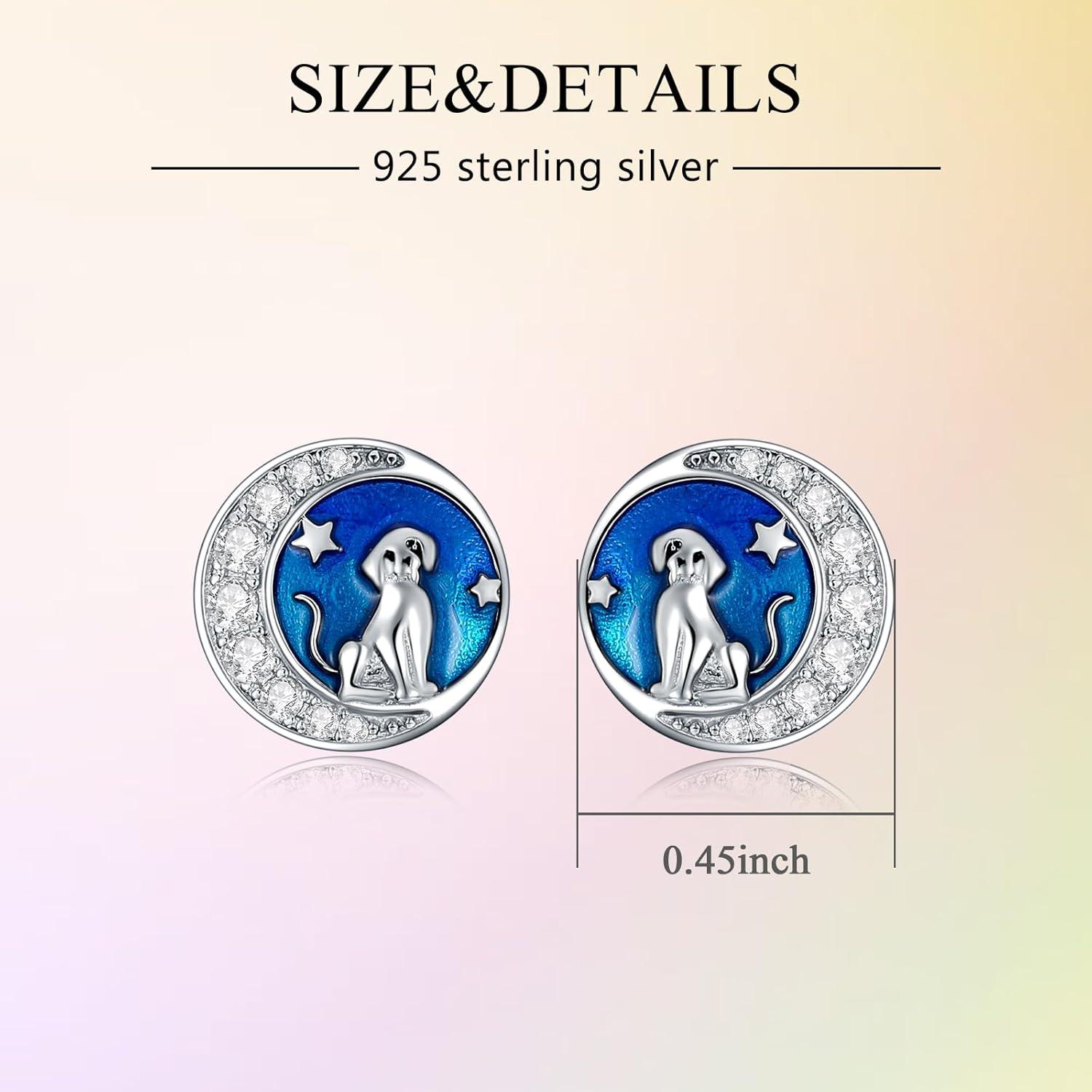 image:imageS925 Sterling Silver Stud Earrings for Women Hypoallergenic EarringsDog