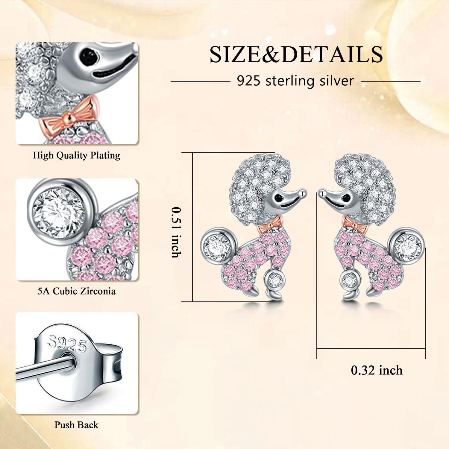 image:imageS925 Sterling Silver Stud Earrings for Women Hypoallergenic EarringsPoodle