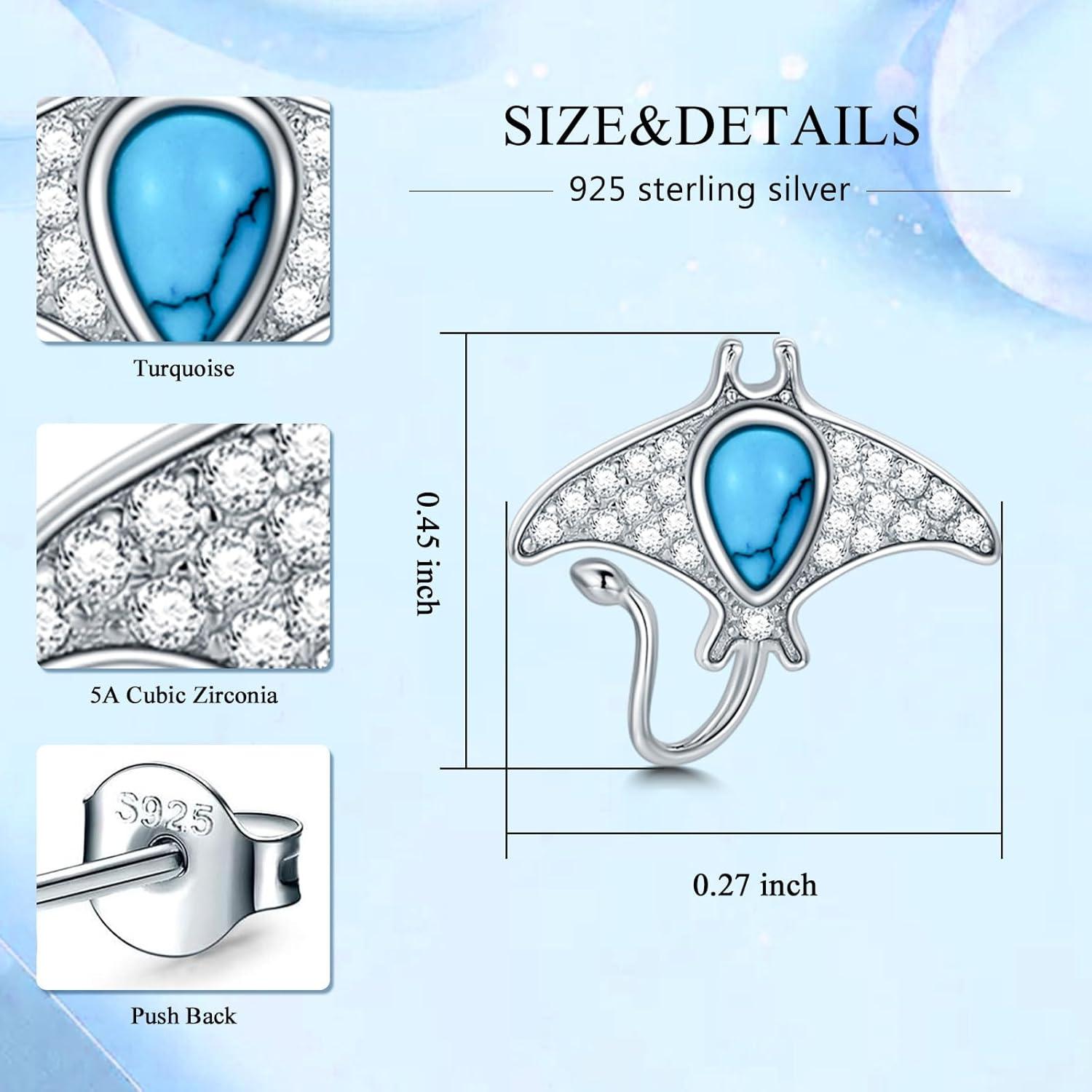 image:imageS925 Sterling Silver Stud Earrings for Women Hypoallergenic EarringsStingray