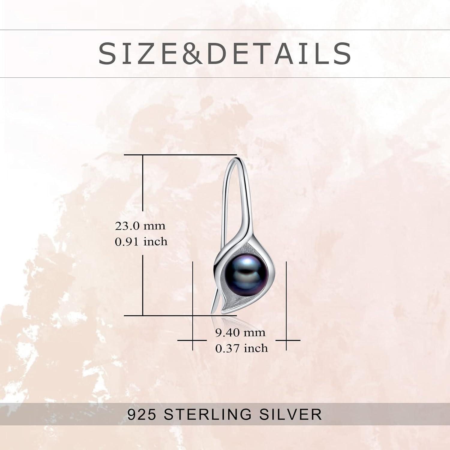 image:imageSterling Silver Pearl Earrings Dangle Drop Earrings Pearl Fine Jewelry Mothers Day Gifts for WomenCalla Lily Black