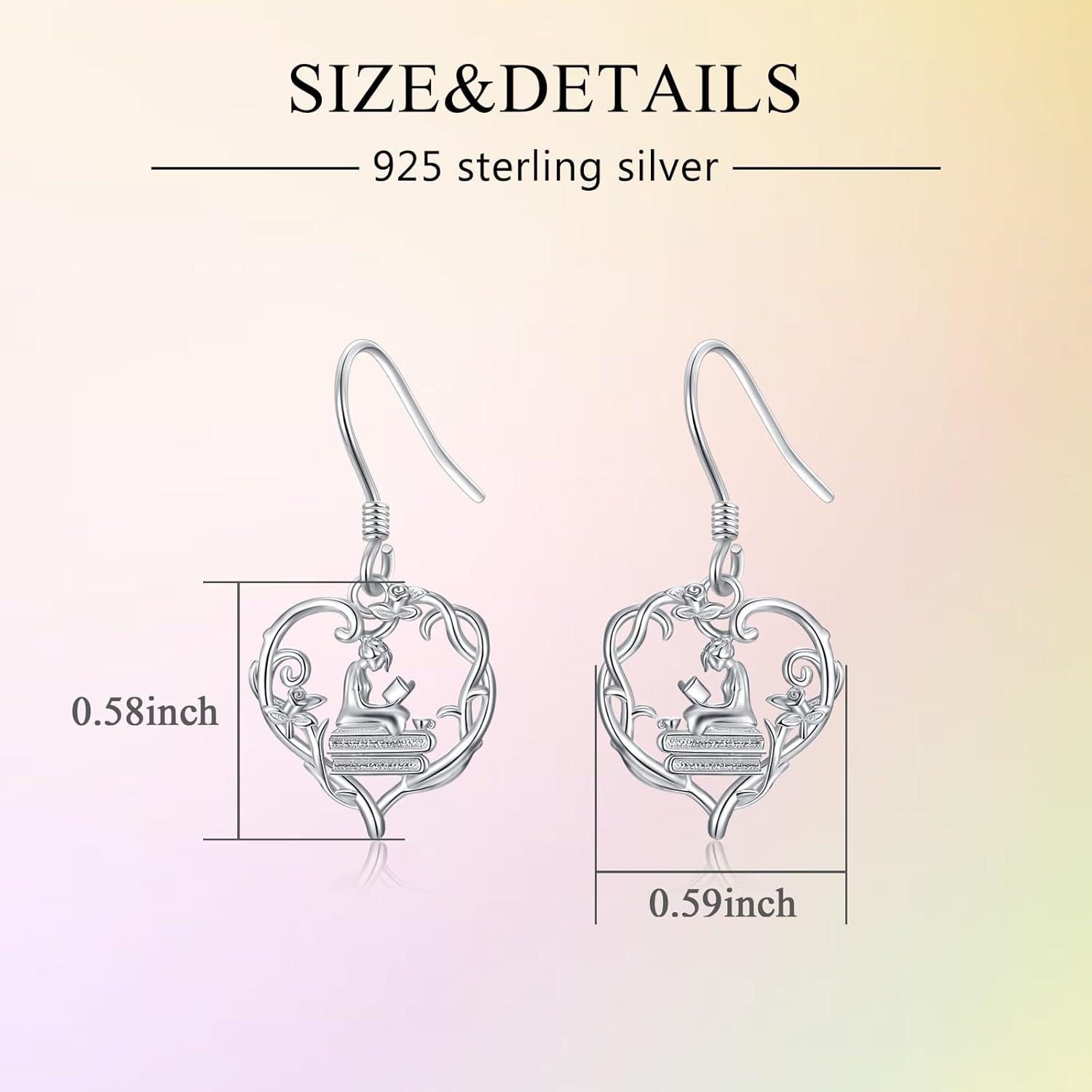 image:imageYFN 925 Sterling Silver BookAnimalFlower Drop Dangle Earrings Earring Hypoallergenic Jewelry for Christmas Graduation Mothers Day BirthdayA01 Book