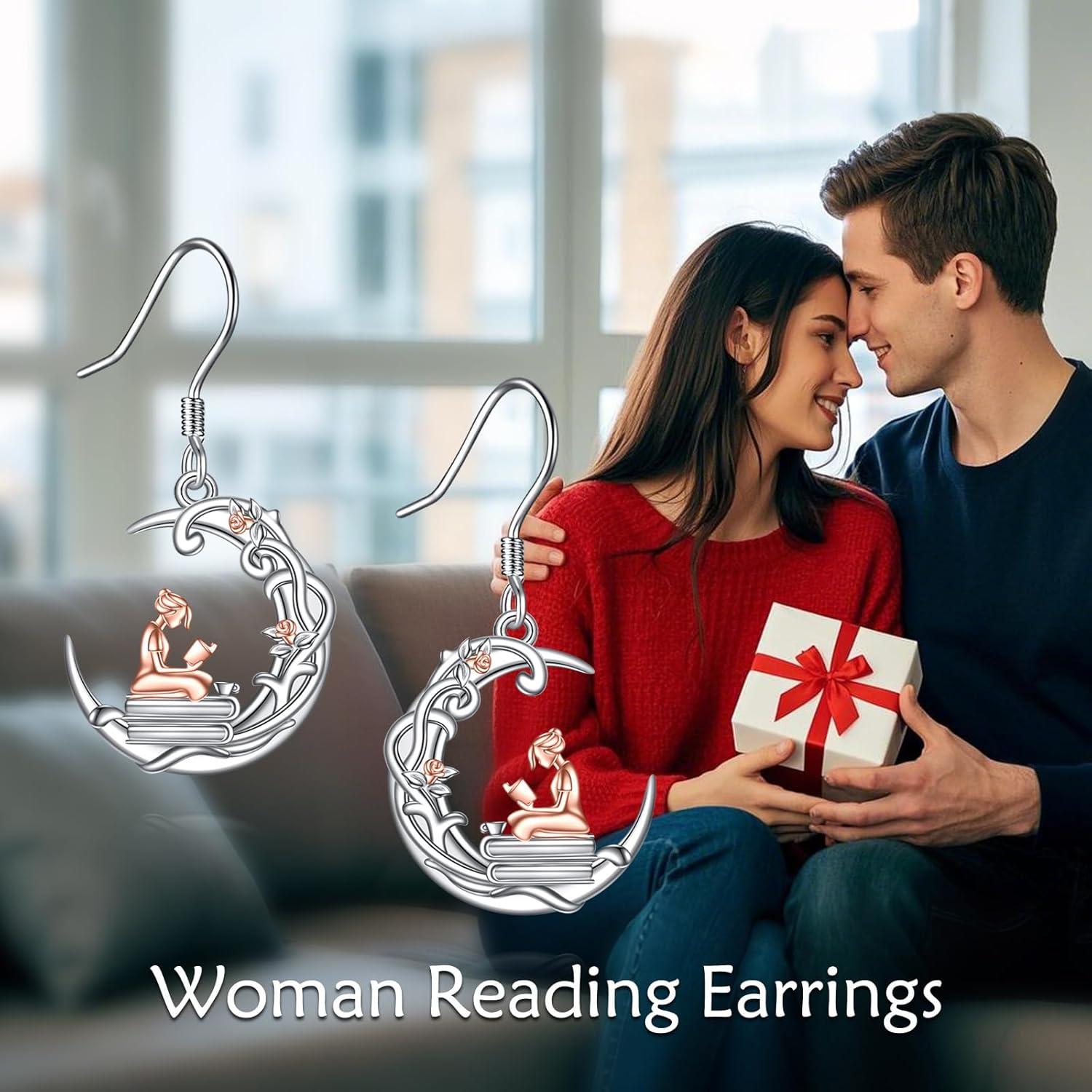 image:imageYFN 925 Sterling Silver BookAnimalFlower Drop Dangle Earrings Earring Hypoallergenic Jewelry for Christmas Graduation Mothers Day BirthdayA02 Book