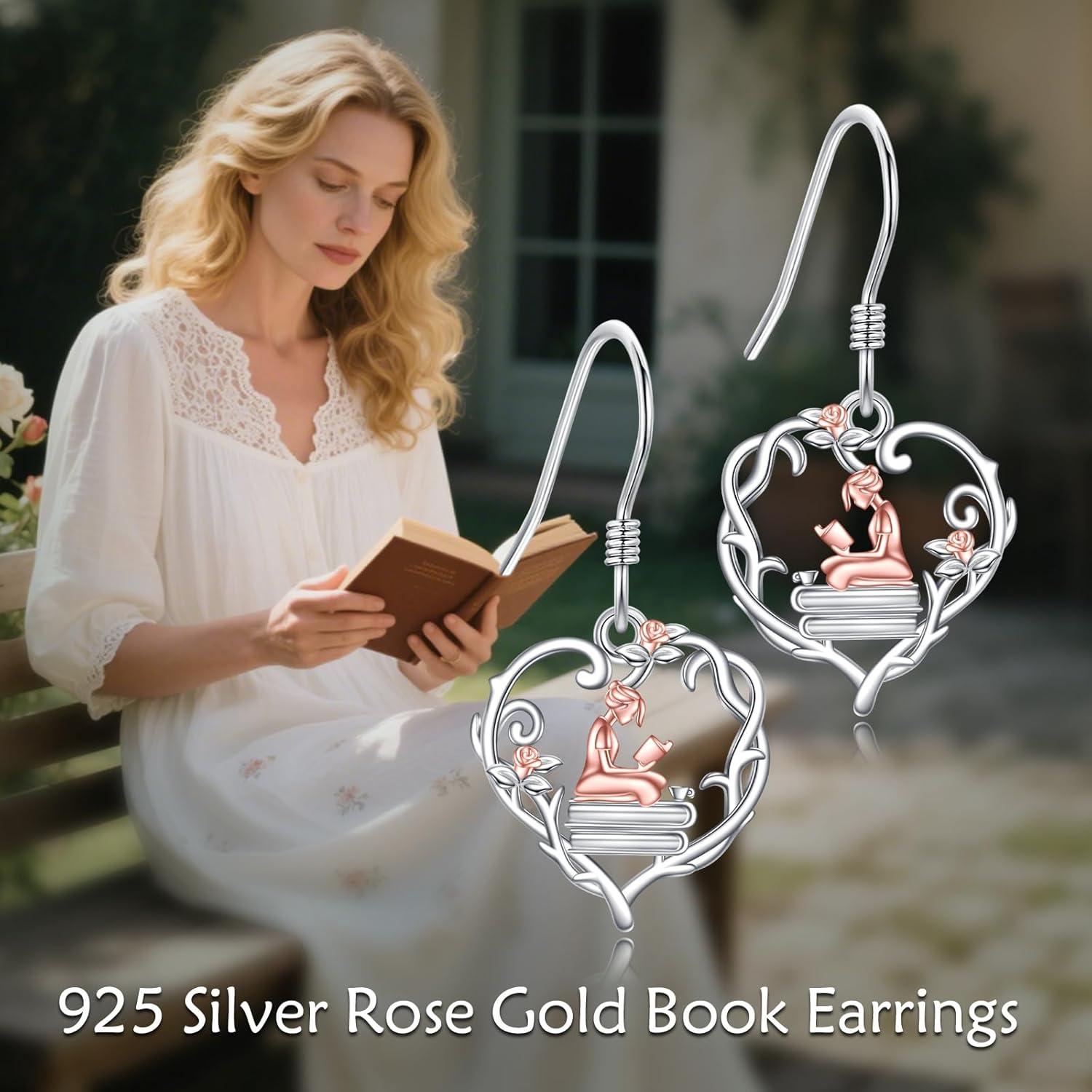 image:imageYFN 925 Sterling Silver BookAnimalFlower Drop Dangle Earrings Earring Hypoallergenic Jewelry for Christmas Graduation Mothers Day BirthdayA03 Book