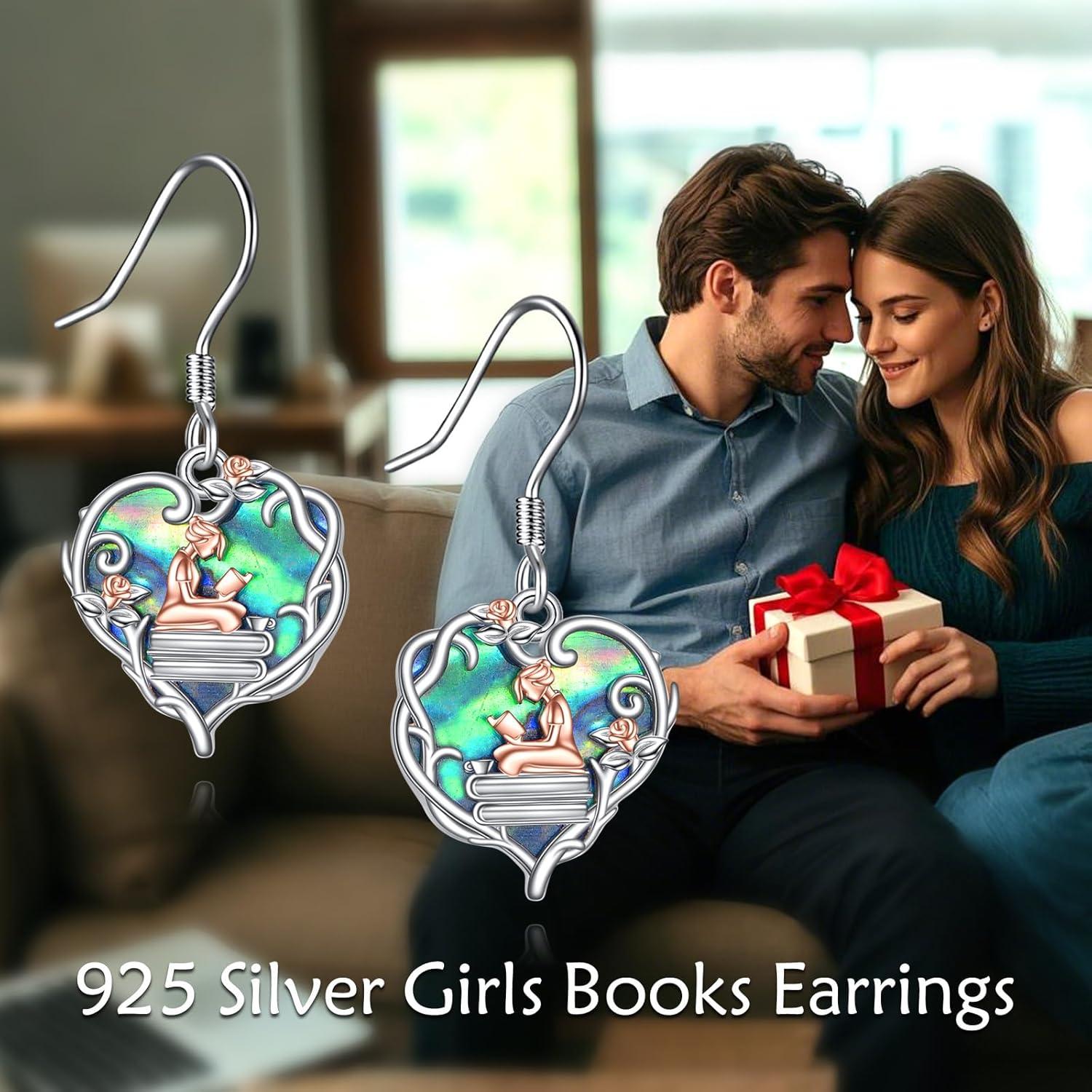 image:imageYFN 925 Sterling Silver BookAnimalFlower Drop Dangle Earrings Earring Hypoallergenic Jewelry for Christmas Graduation Mothers Day BirthdayA05 Book
