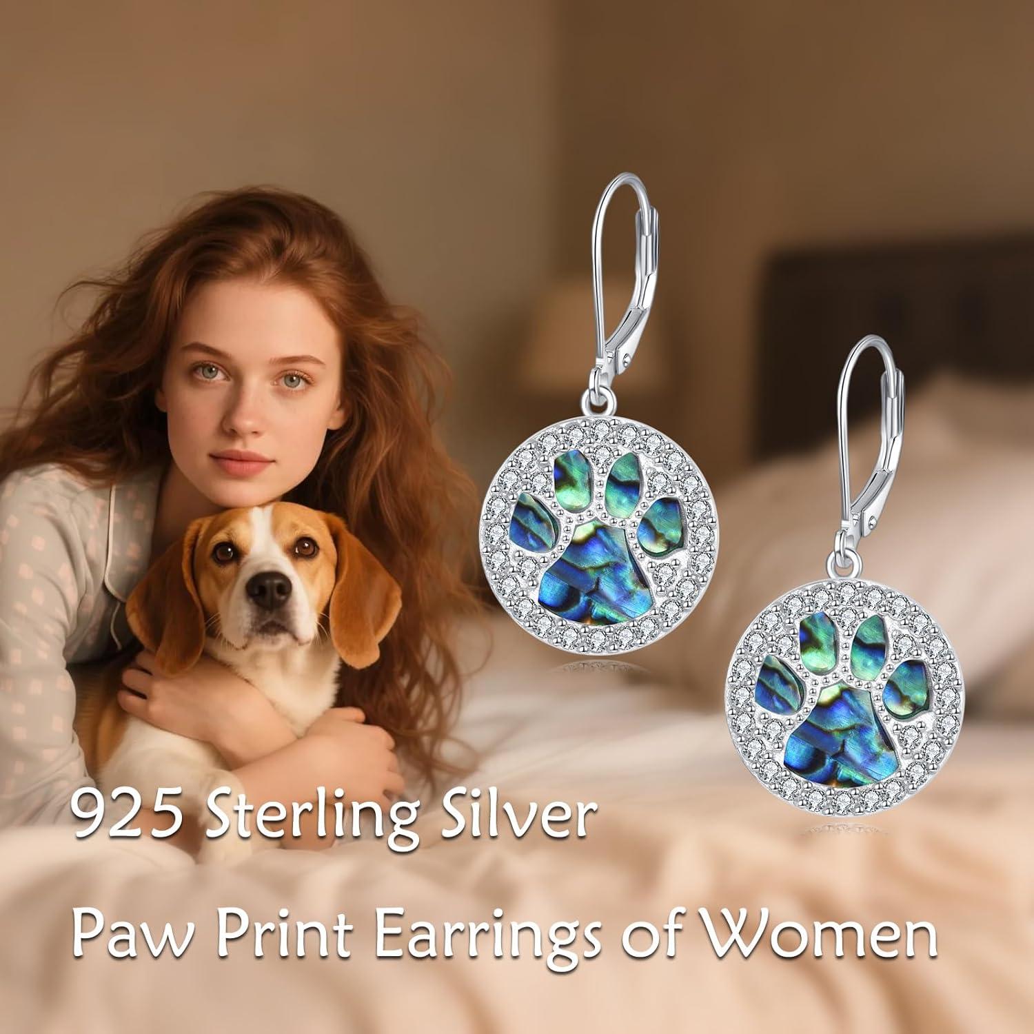 image:imageYFN 925 Sterling Silver BookAnimalFlower Drop Dangle Earrings Earring Hypoallergenic Jewelry for Christmas Graduation Mothers Day BirthdayC05 PawAbalone