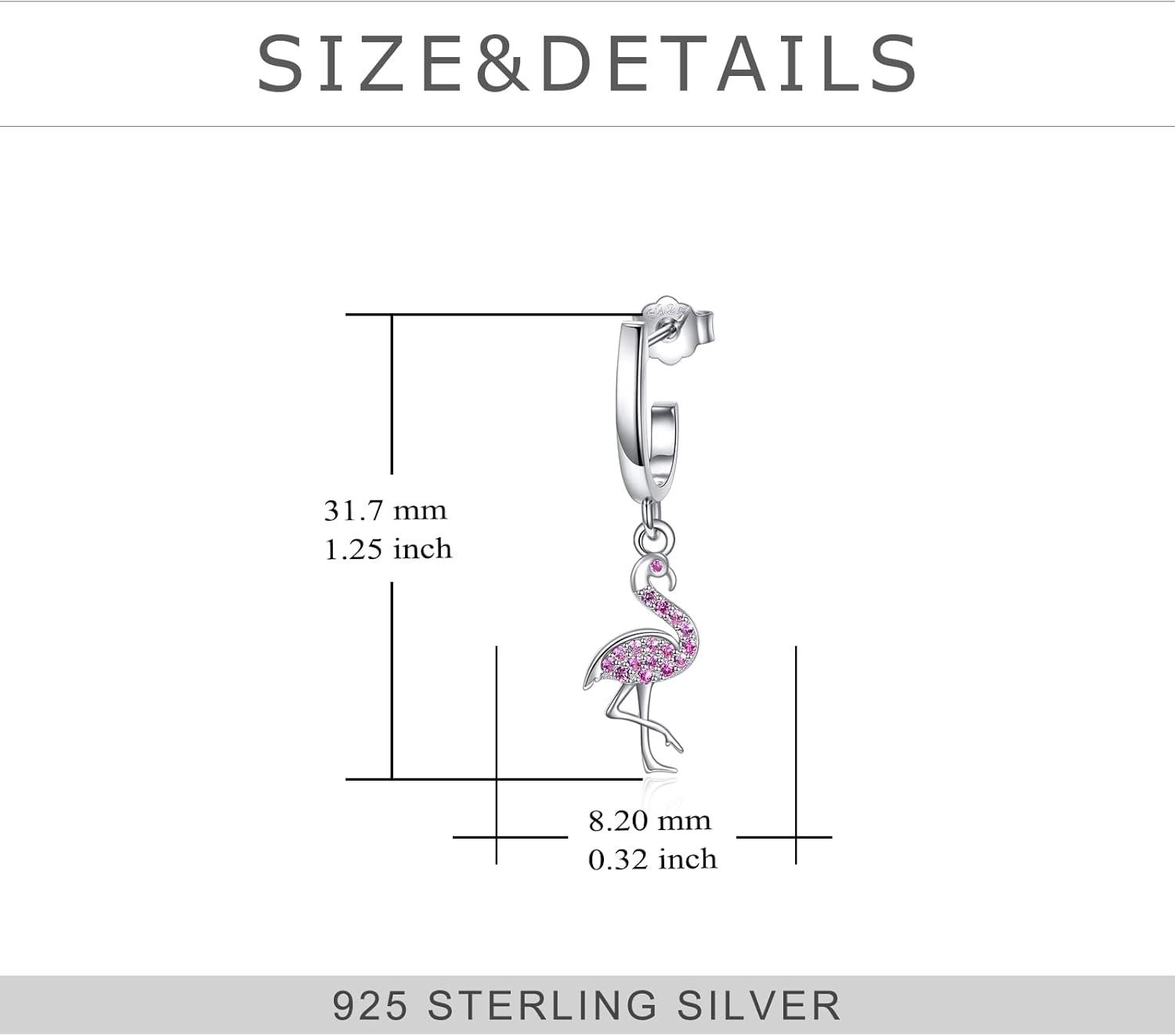 image:imageYFN 925 Sterling Silver BookAnimalFlower Drop Dangle Earrings Earring Hypoallergenic Jewelry for Christmas Graduation Mothers Day BirthdayD01 Flamingo