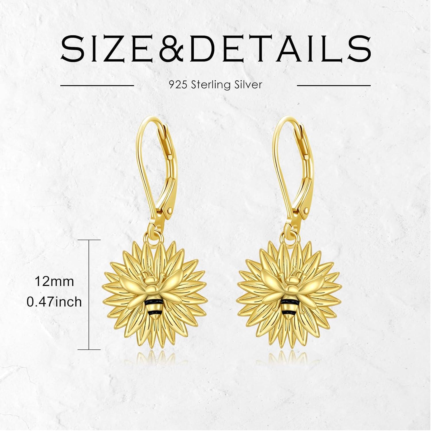 image:imageYFN 925 Sterling Silver BookAnimalFlower Drop Dangle Earrings Earring Hypoallergenic Jewelry for Christmas Graduation Mothers Day BirthdayH02 Bee