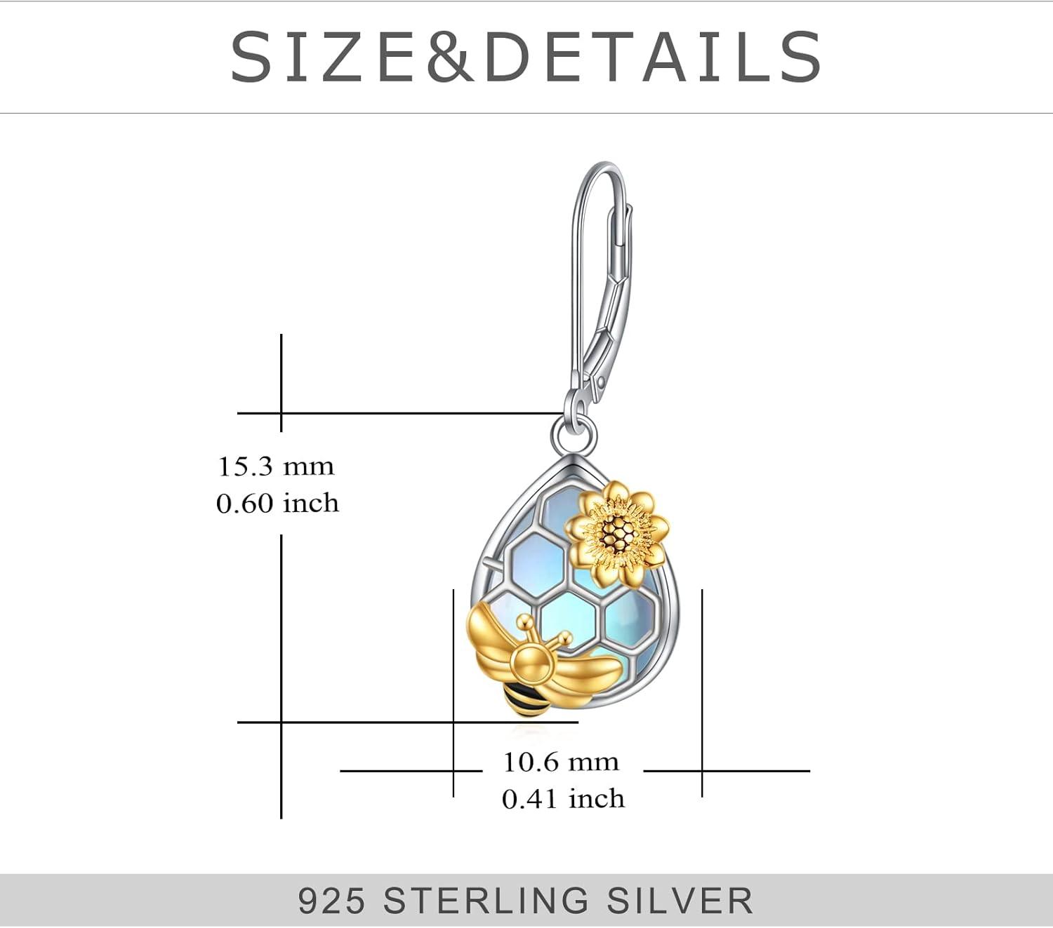 image:imageYFN 925 Sterling Silver Dangle Drop Earring Hypoallergenic Earring Jewelry Gift for Women GirlsBeeMoonstone