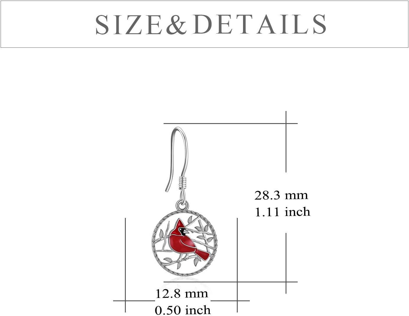 image:imageYFN 925 Sterling Silver Dangle Drop Earring Hypoallergenic Earring Jewelry Gift for Women GirlsCardinal