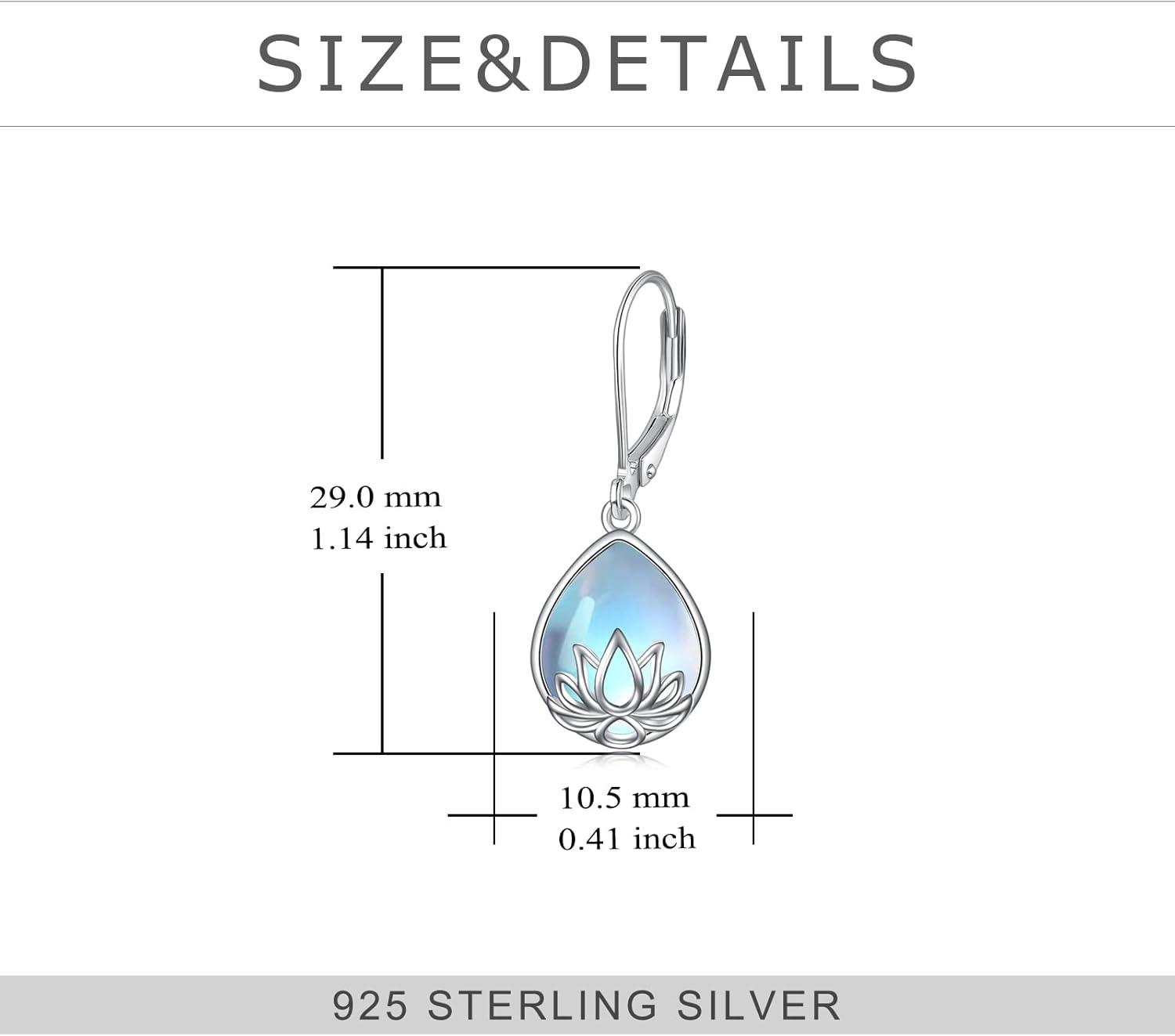 image:imageYFN 925 Sterling Silver Dangle Drop Earring Hypoallergenic Earring Jewelry Gift for Women GirlsLotusMoonstone