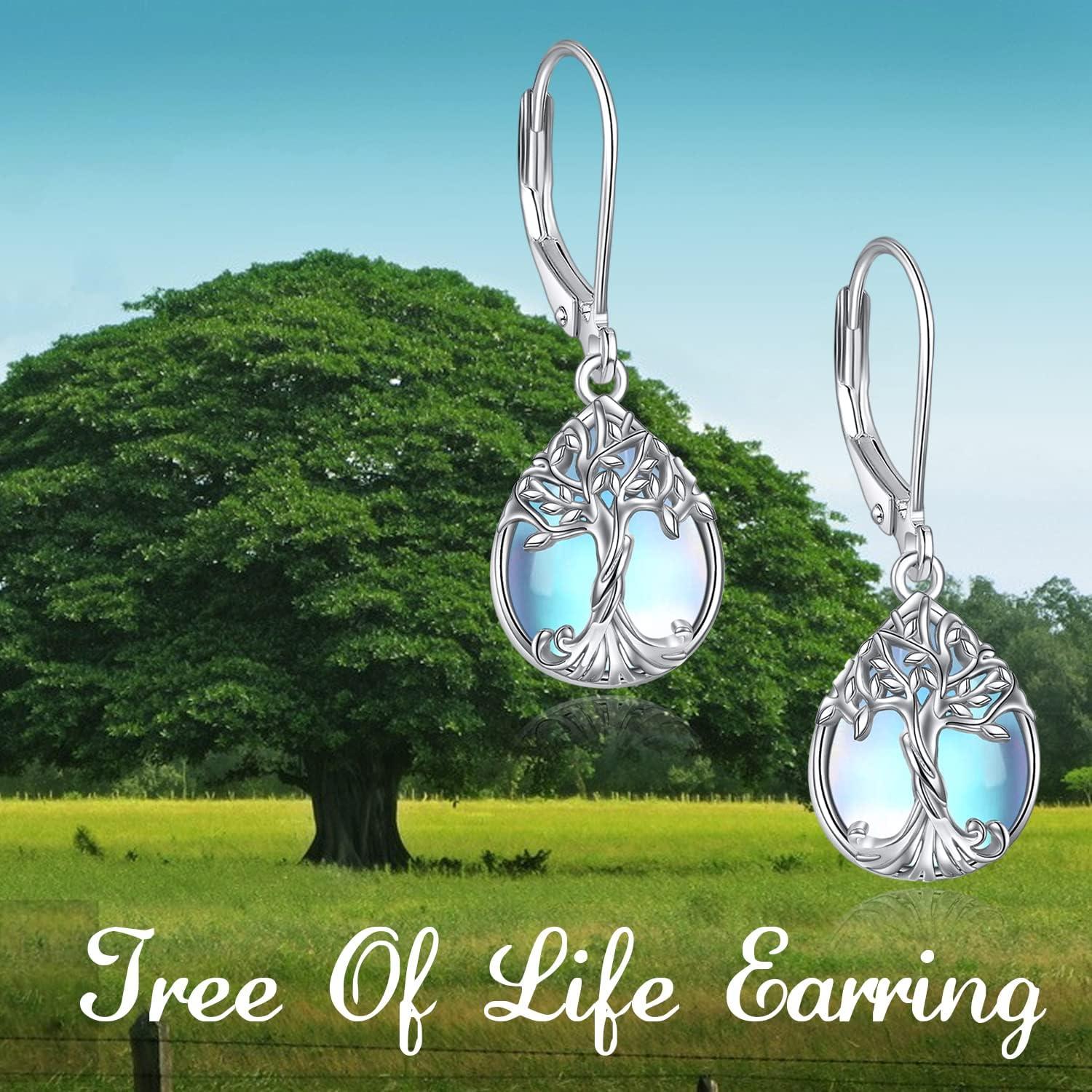 image:imageYFN 925 Sterling Silver Dangle Drop Earring Hypoallergenic Earring Jewelry Gift for Women GirlsTreeMoonstone