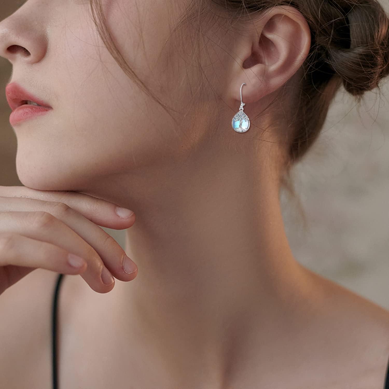 image:imageYFN 925 Sterling Silver Dangle Drop Earring Hypoallergenic Earring Jewelry Gift for Women GirlsTreeMoonstone