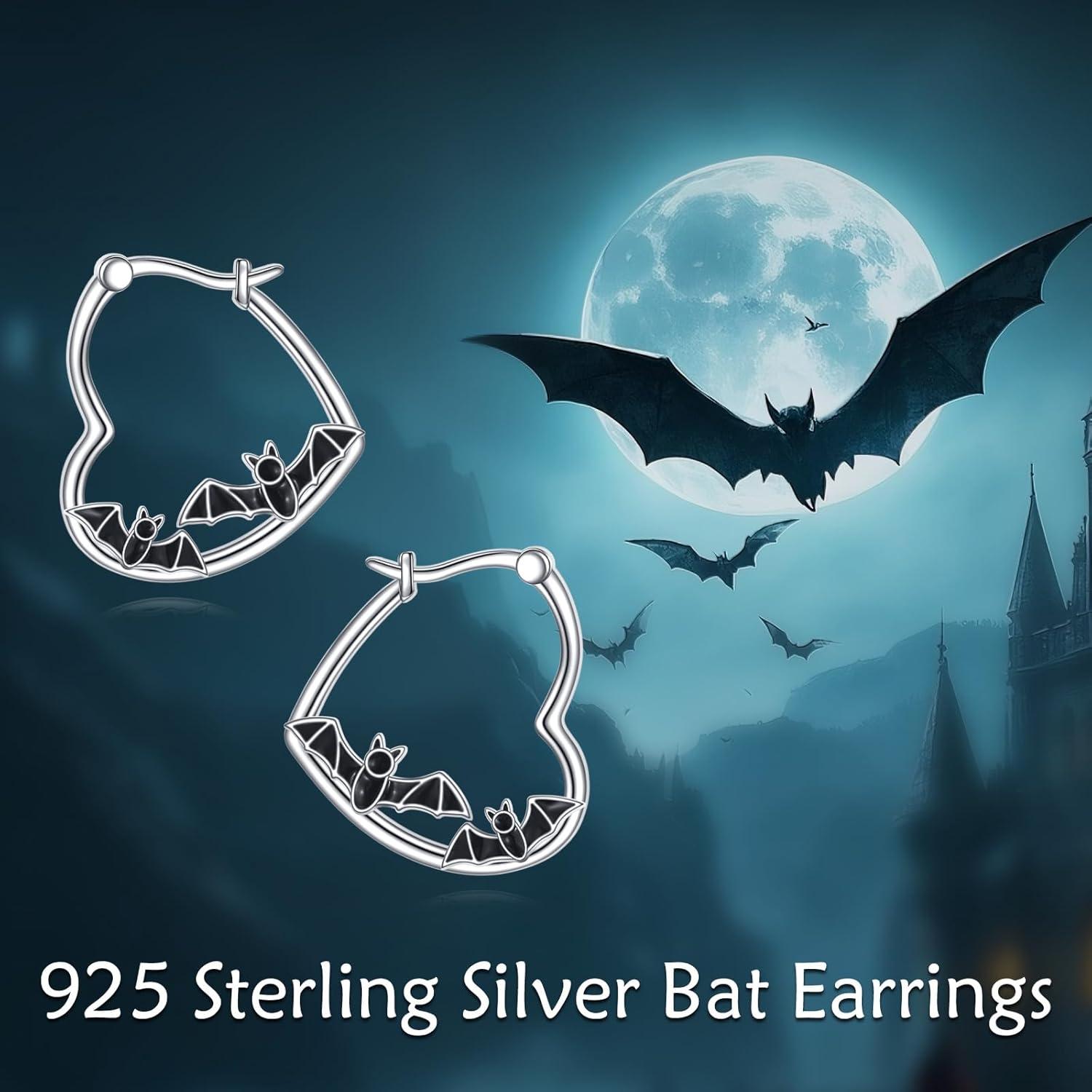image:imageYFN Animal Earrings Sterling Silver Animal Heart Hoop Dangle Earrings Cute Jewelry Gifts for WomenBat