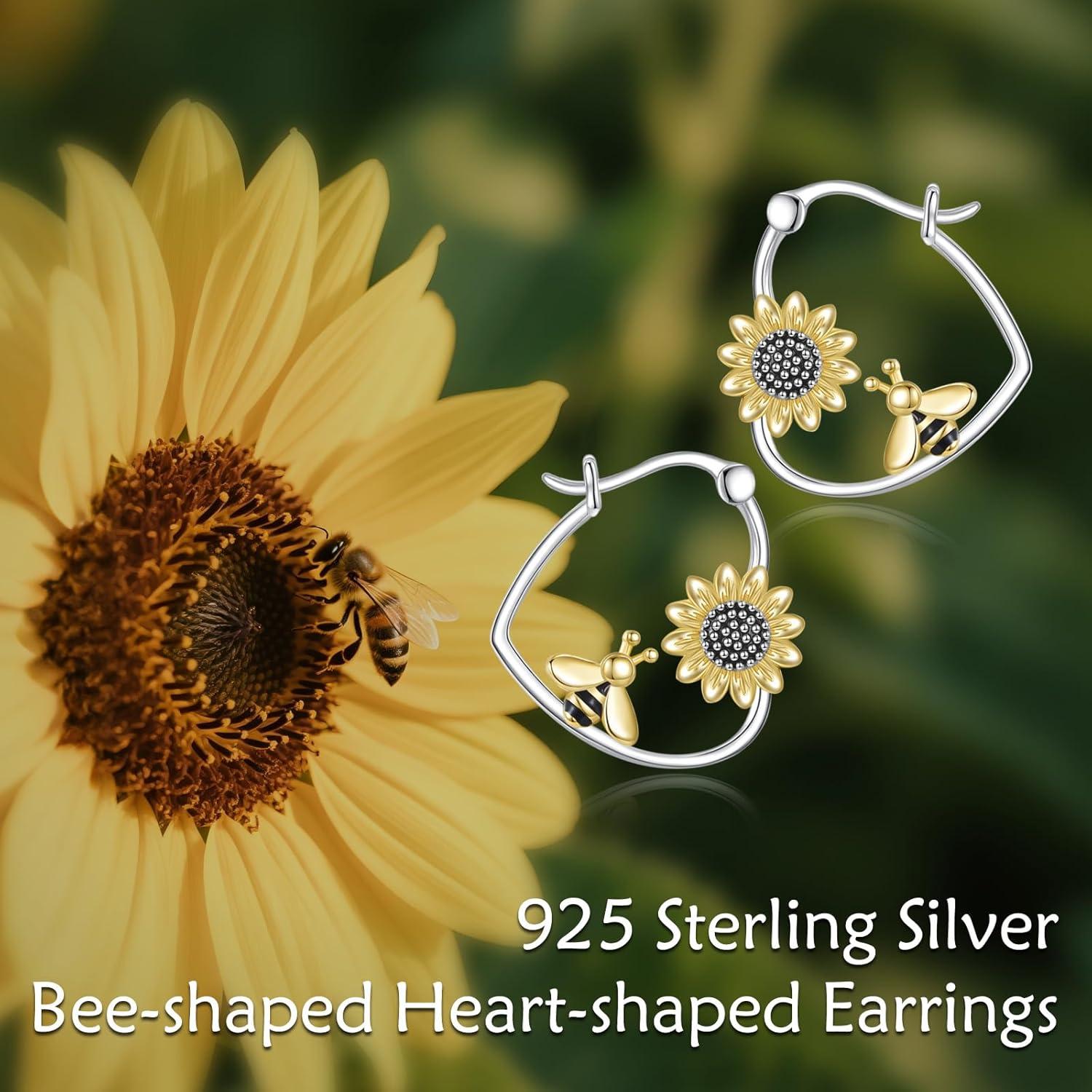 image:imageYFN Animal Earrings Sterling Silver Animal Heart Hoop Dangle Earrings Cute Jewelry Gifts for WomenBee