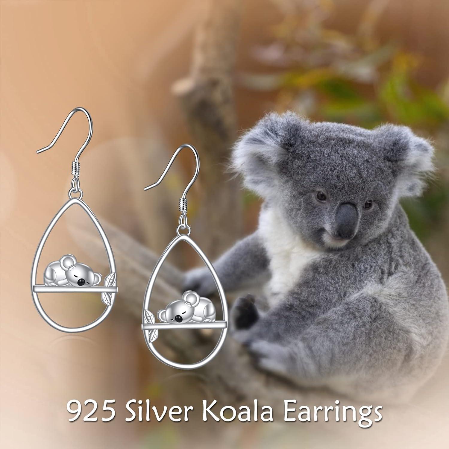 image:imageYFN Animal Earrings Sterling Silver Animal Heart Hoop Dangle Earrings Cute Jewelry Gifts for WomenKoala Dangle