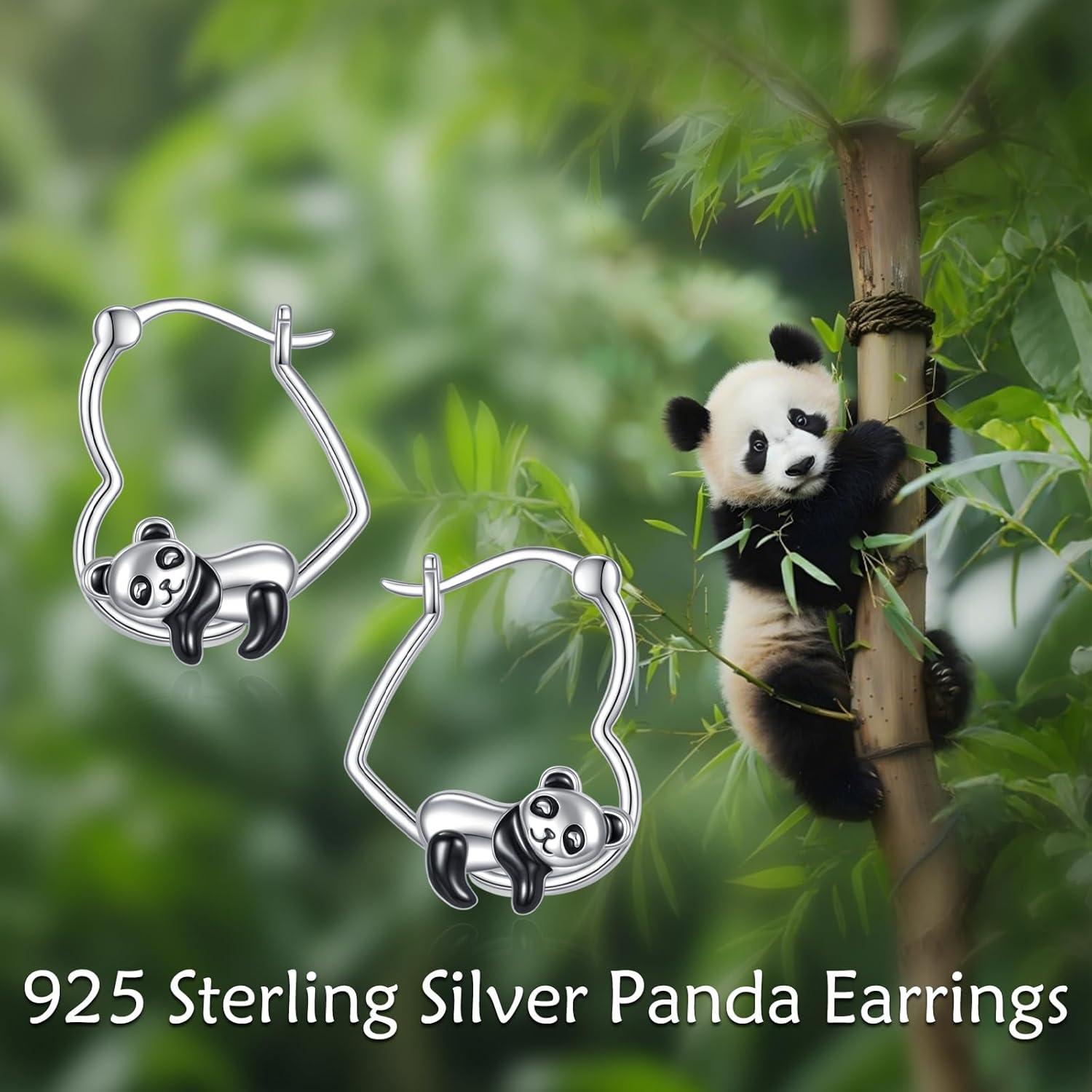 image:imageYFN Animal Earrings Sterling Silver Animal Heart Hoop Dangle Earrings Cute Jewelry Gifts for WomenPanda B
