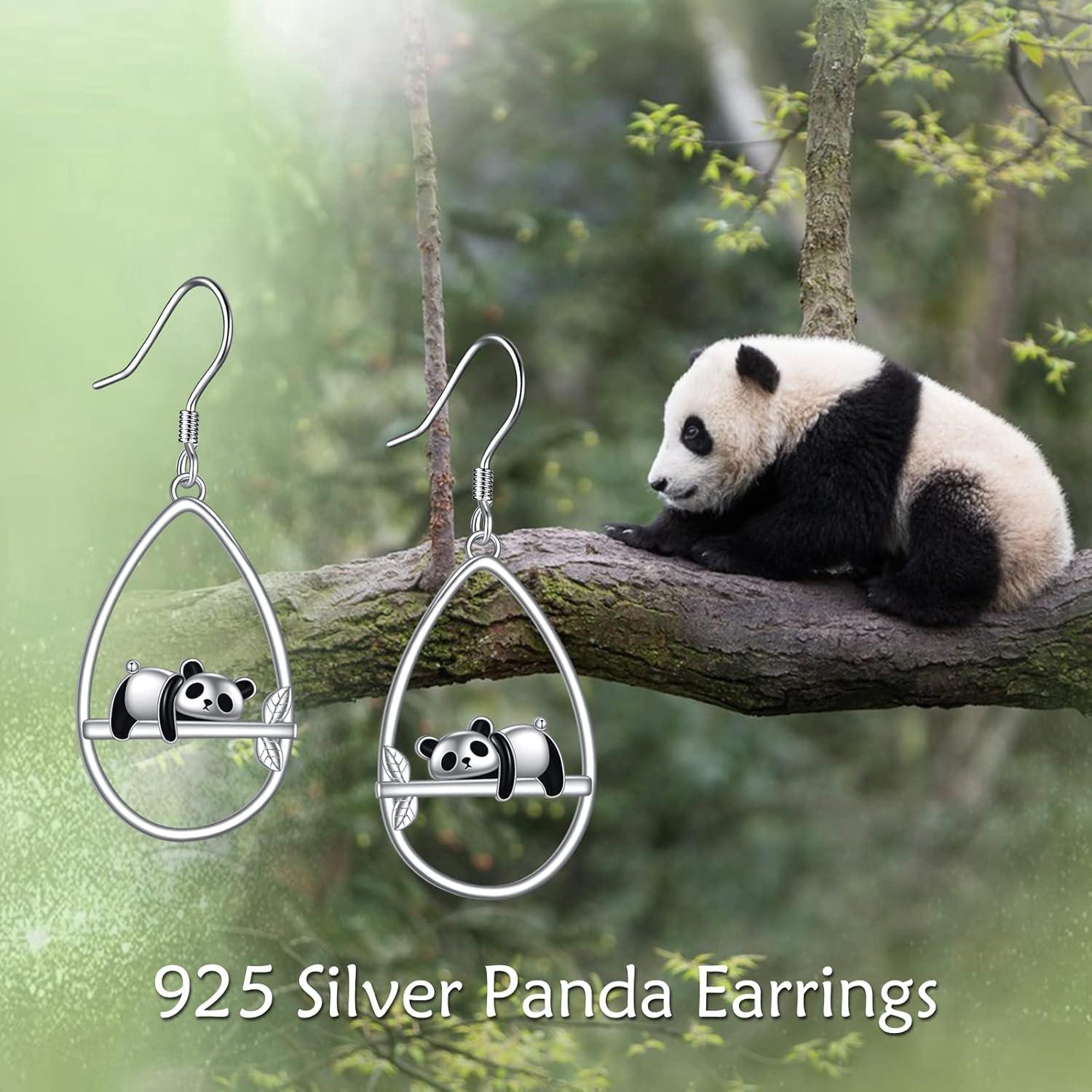 image:imageYFN Animal Earrings Sterling Silver Animal Heart Hoop Dangle Earrings Cute Jewelry Gifts for WomenPanda Dangle