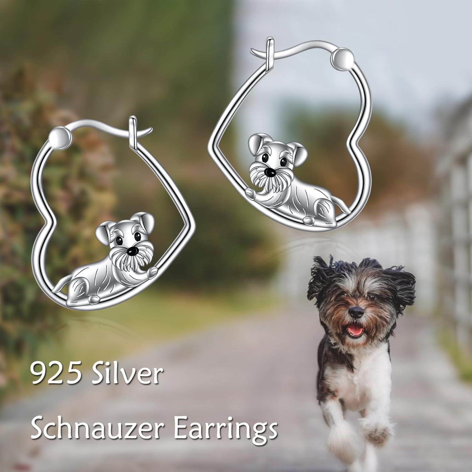 image:imageYFN Animal Earrings Sterling Silver Animal Heart Hoop Dangle Earrings Cute Jewelry Gifts for WomenSchnauzer