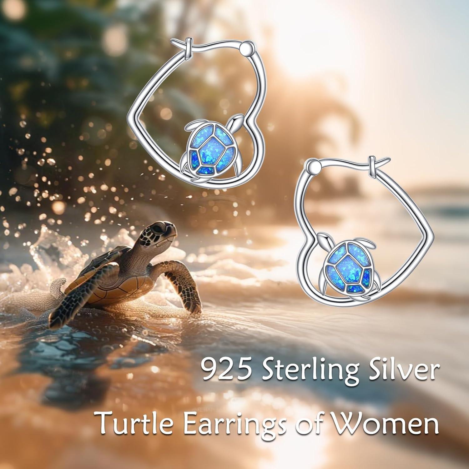 image:imageYFN Animal Earrings Sterling Silver Animal Heart Hoop Dangle Earrings Cute Jewelry Gifts for WomenTurtle