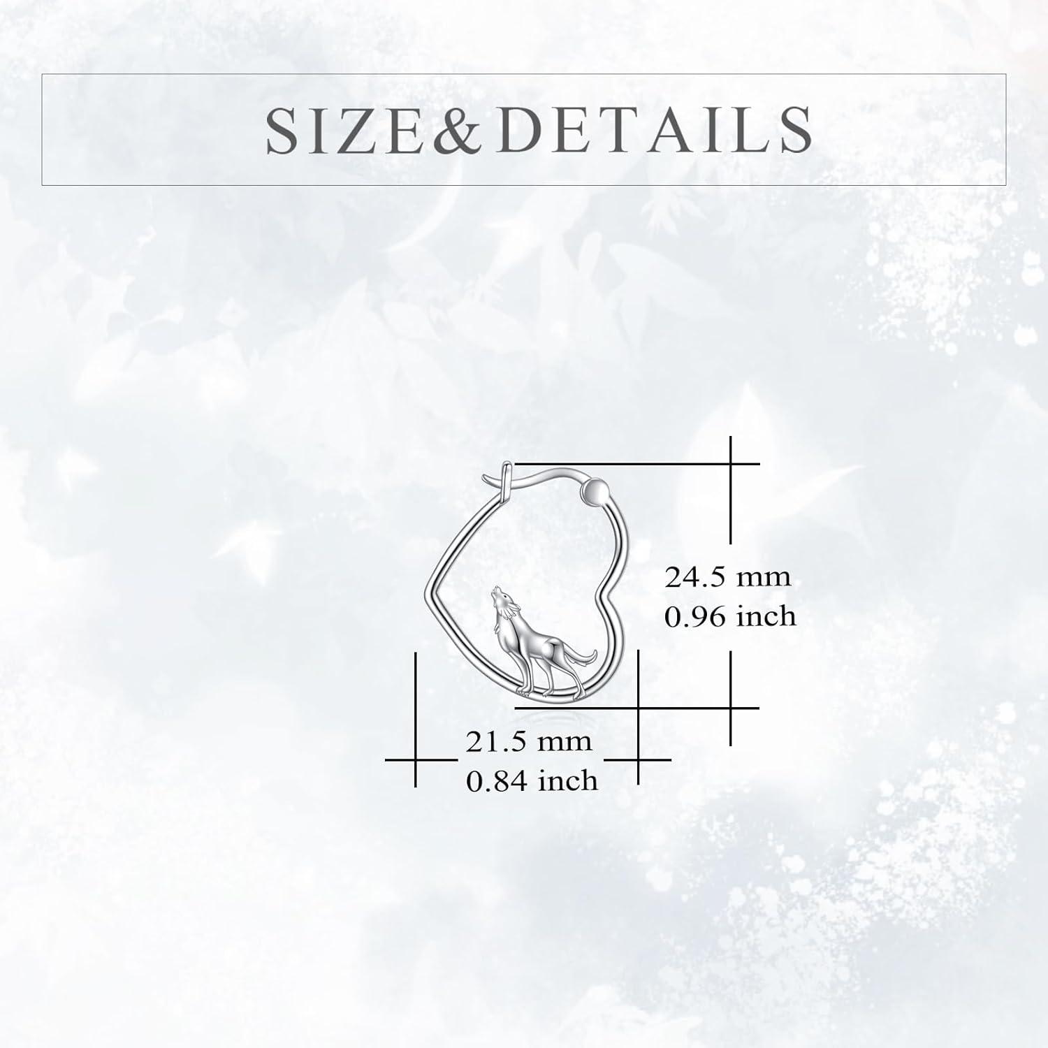 image:imageYFN Animal Earrings Sterling Silver Animal Heart Hoop Dangle Earrings Cute Jewelry Gifts for WomenWolf