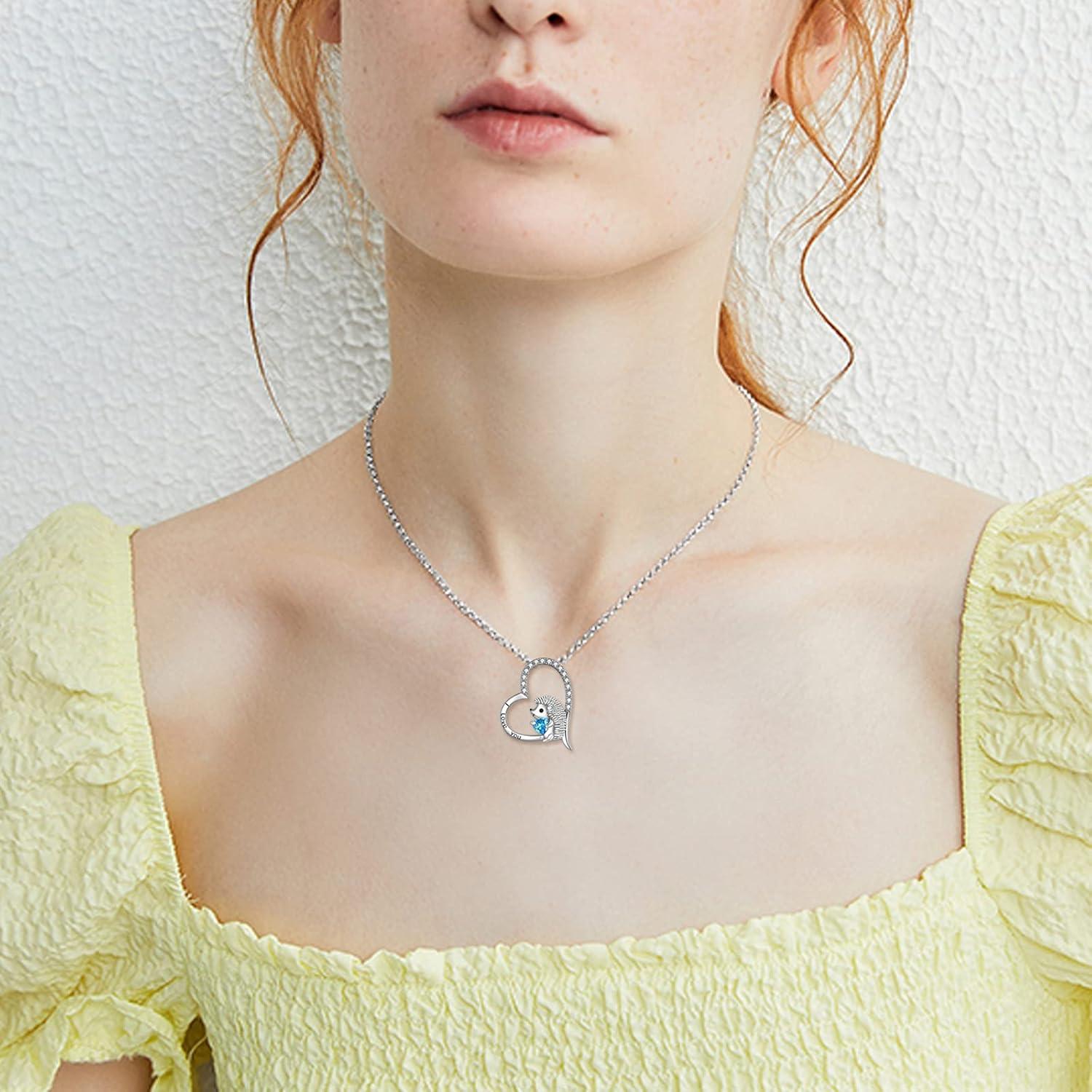 image:imageYFN Hedgehog Necklace Sterling Silver Heart Jewelry for Women 18