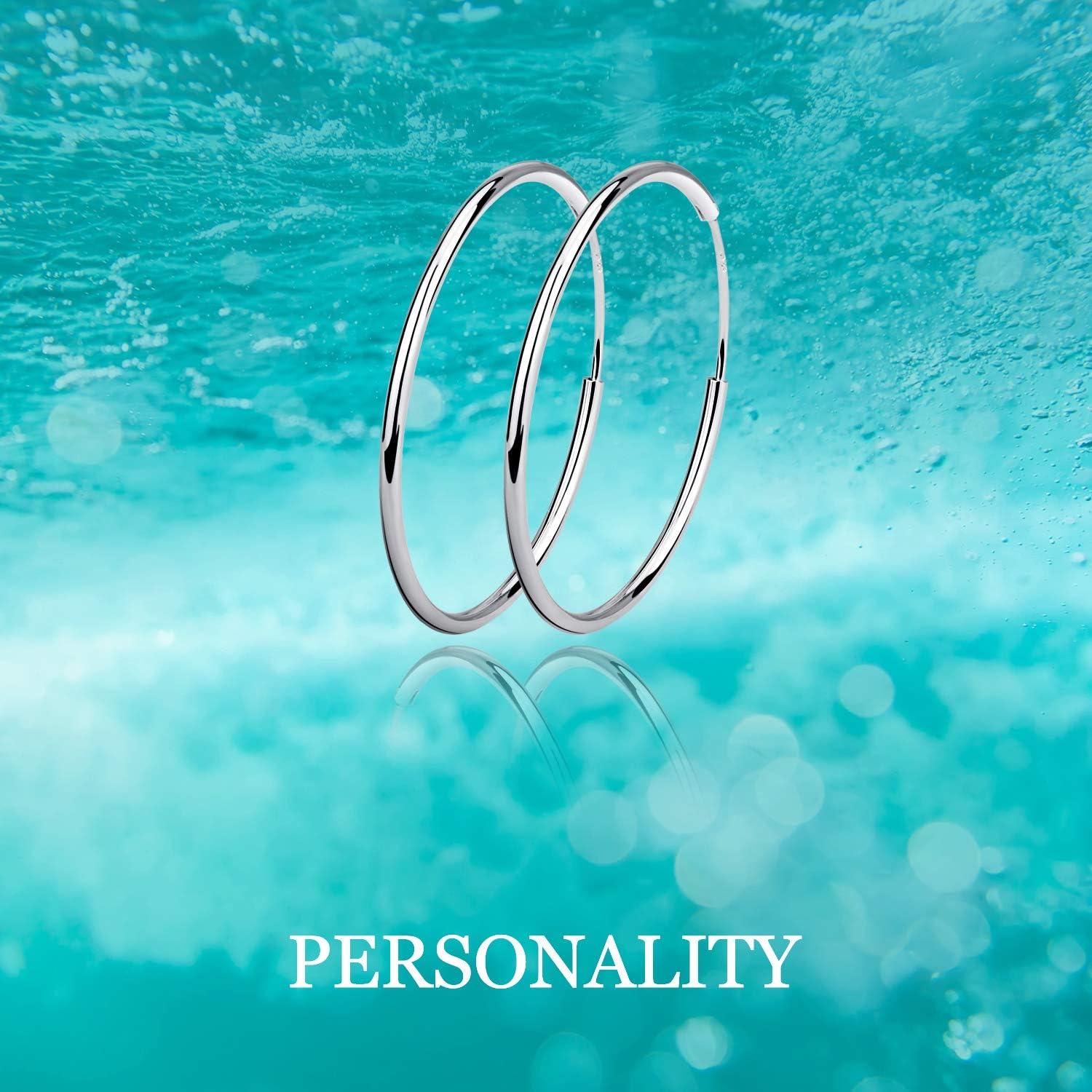image:imageYFN Hoop Earrings Sterling Silver Polished Round Circle Endless Earrings Diameter 20304050607080mmDiameter 40mm Medium Hoop Earrings