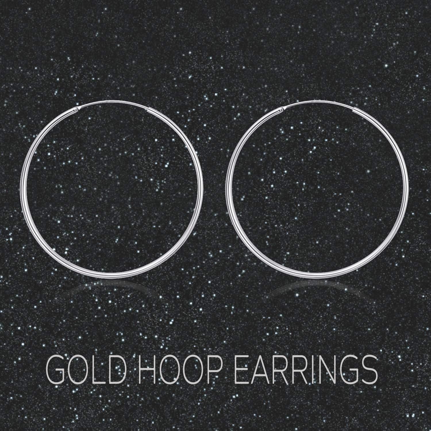 image:imageYFN Hoop Earrings Sterling Silver Polished Round Circle Endless Earrings Diameter 20304050607080mmDiameter 70mm Large Hoop Earrings