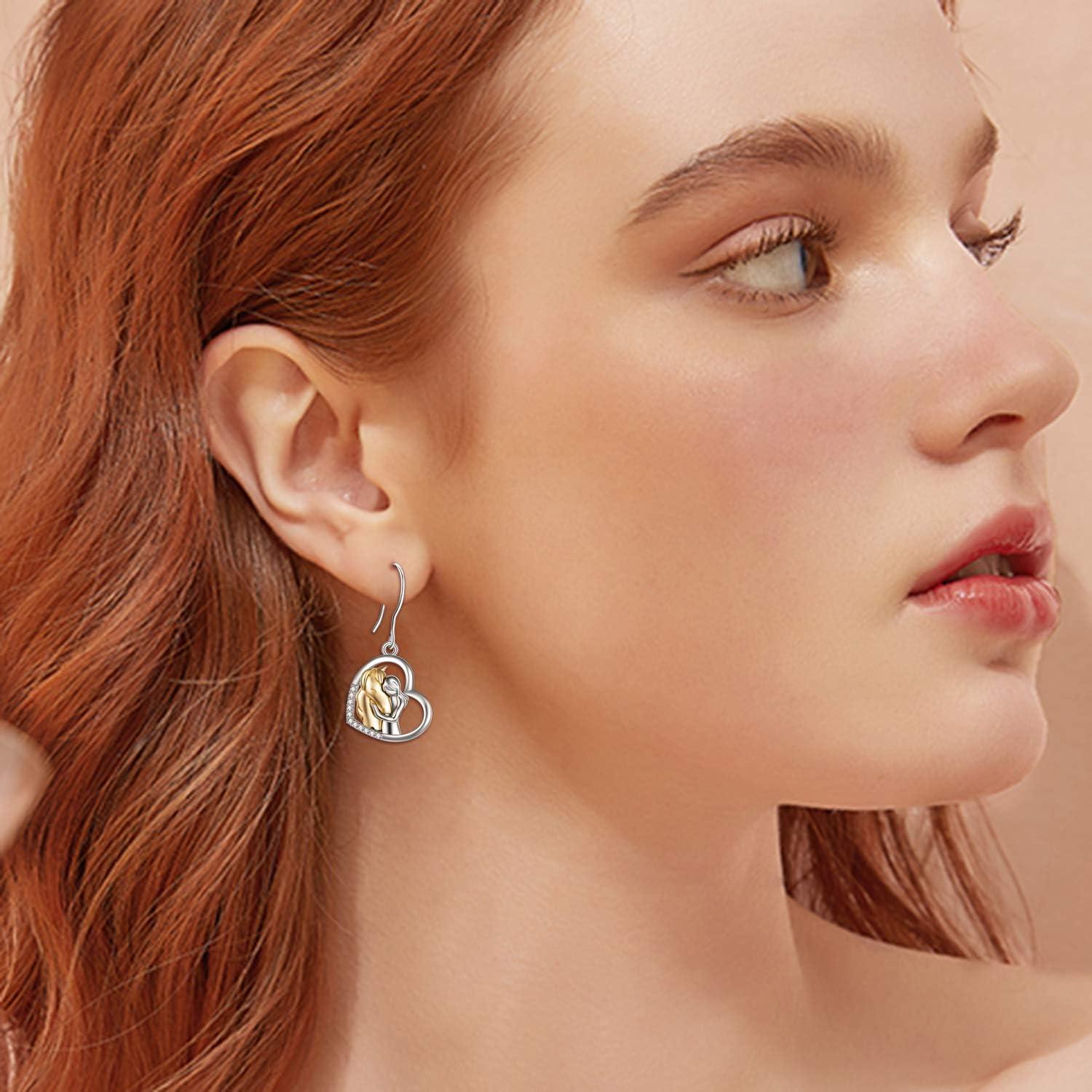 image:imageYFN Horse EarringsDog Earrings Sterling Silver Animal Drop Dangle Earrings Horse Jewelry Gift for womenA Gold Horse Earring