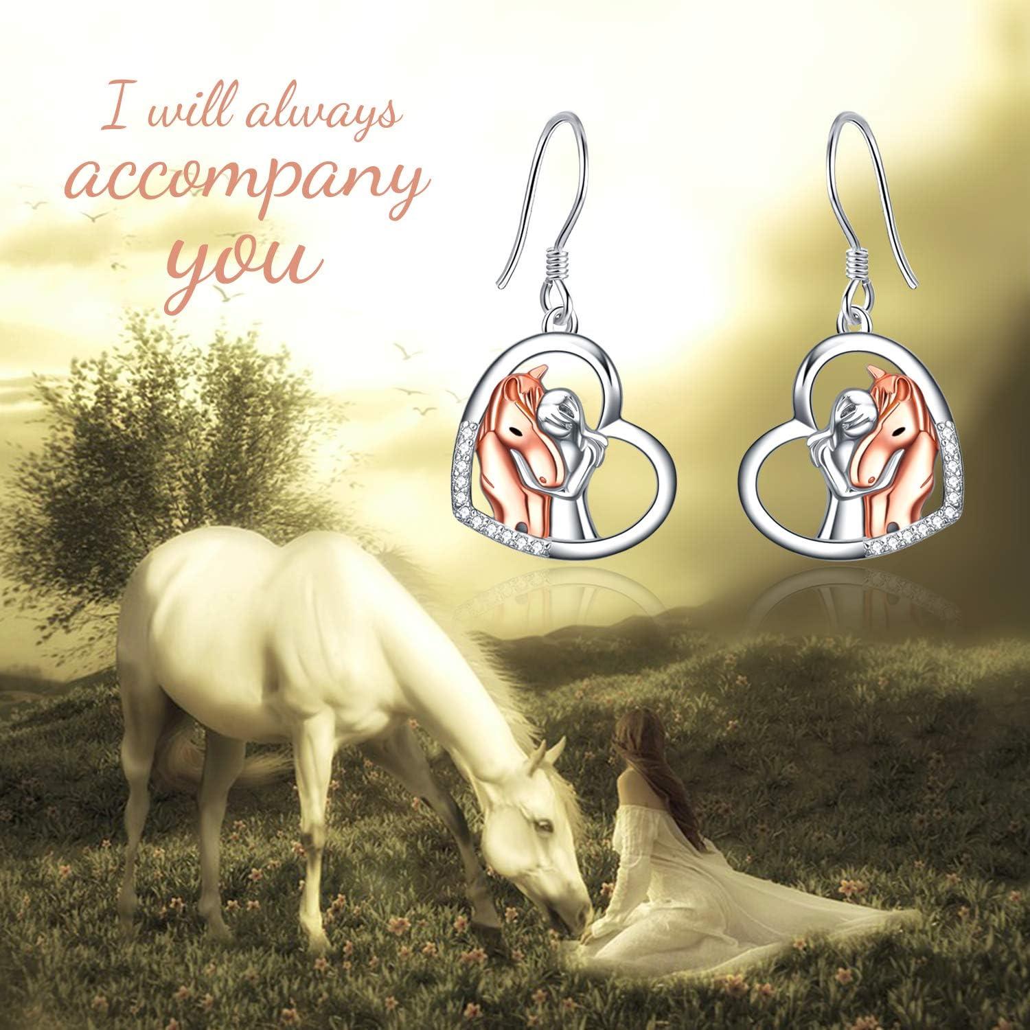 image:imageYFN Horse EarringsDog Earrings Sterling Silver Animal Drop Dangle Earrings Horse Jewelry Gift for womenHorse with Women Earrings