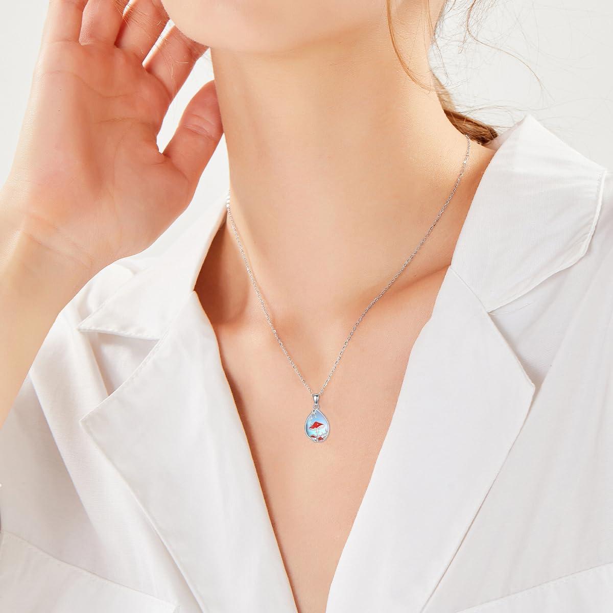 image:imageYFN Mushroom Necklace Gifts 925 Sterling Silver Mushroom Jewelry Mushroom Pendant for Women 18Mushroom Necklace