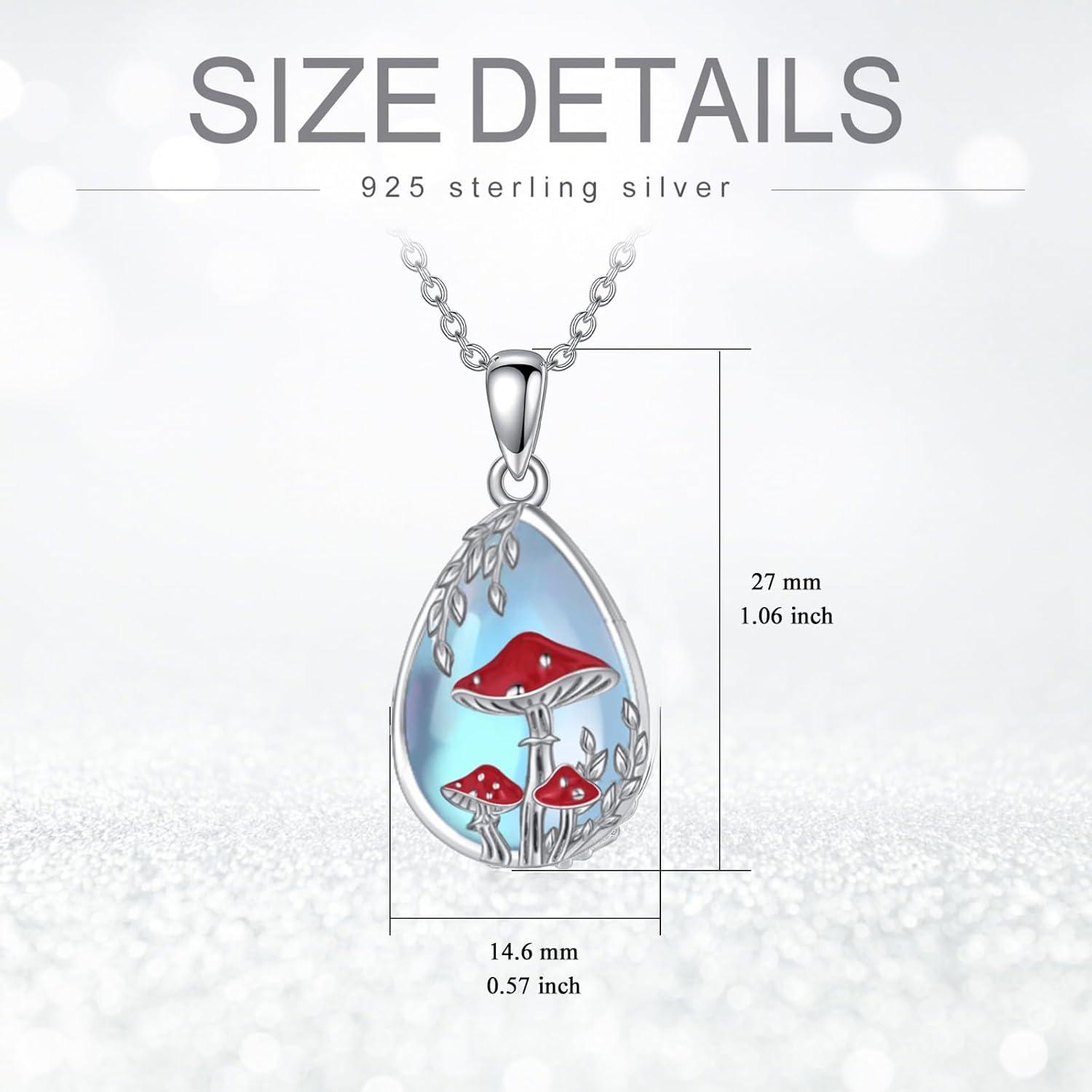 image:imageYFN Mushroom Necklace Gifts 925 Sterling Silver Mushroom Jewelry Mushroom Pendant for Women 18Mushroom Necklace