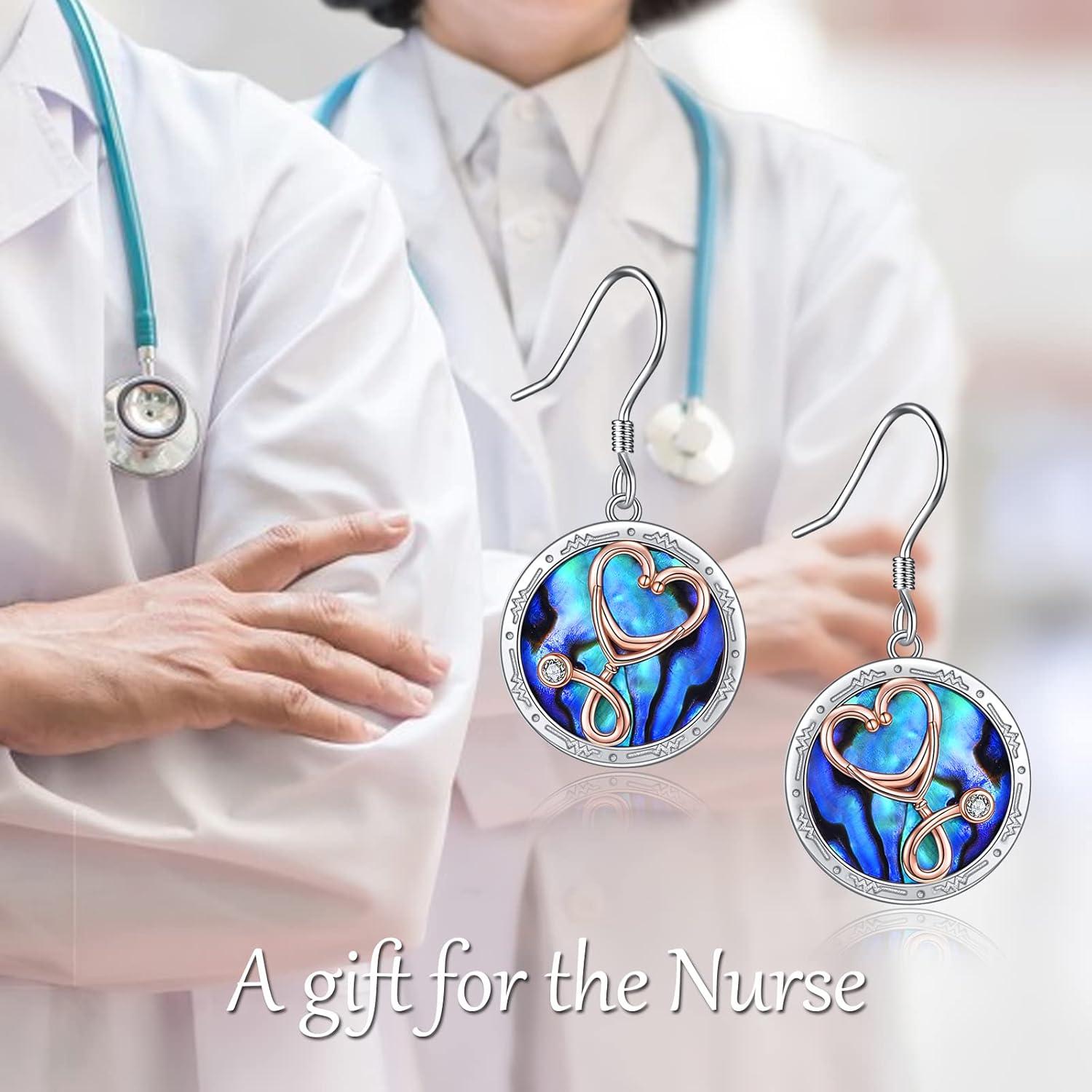 image:imageYFN Nurse Earrings for Women Sterling Silver Stethoscope Dangle Earrings Medical Jewelry for Doctor Nurse Medical Gifts for NurseMulti
