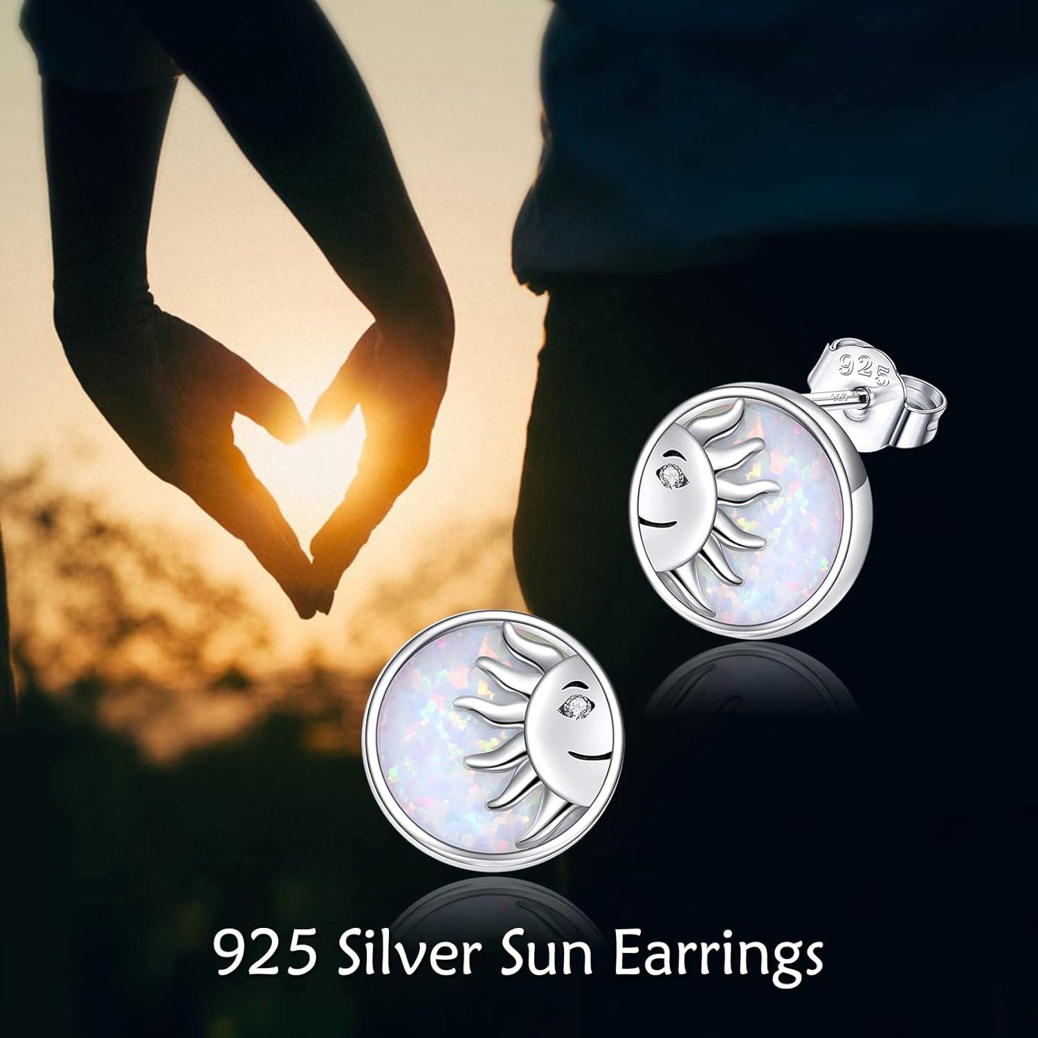 image:imageYFN Opal Earrings Sterling Silver Stud Drop Dangle Earrings Jewelry Gifts for WomenSilver
