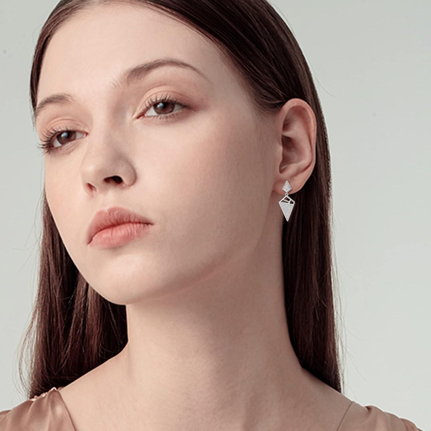 image:imageYFN Opal Earrings Sterling Silver Stud Drop Dangle Earrings Jewelry Gifts for Womenwhite
