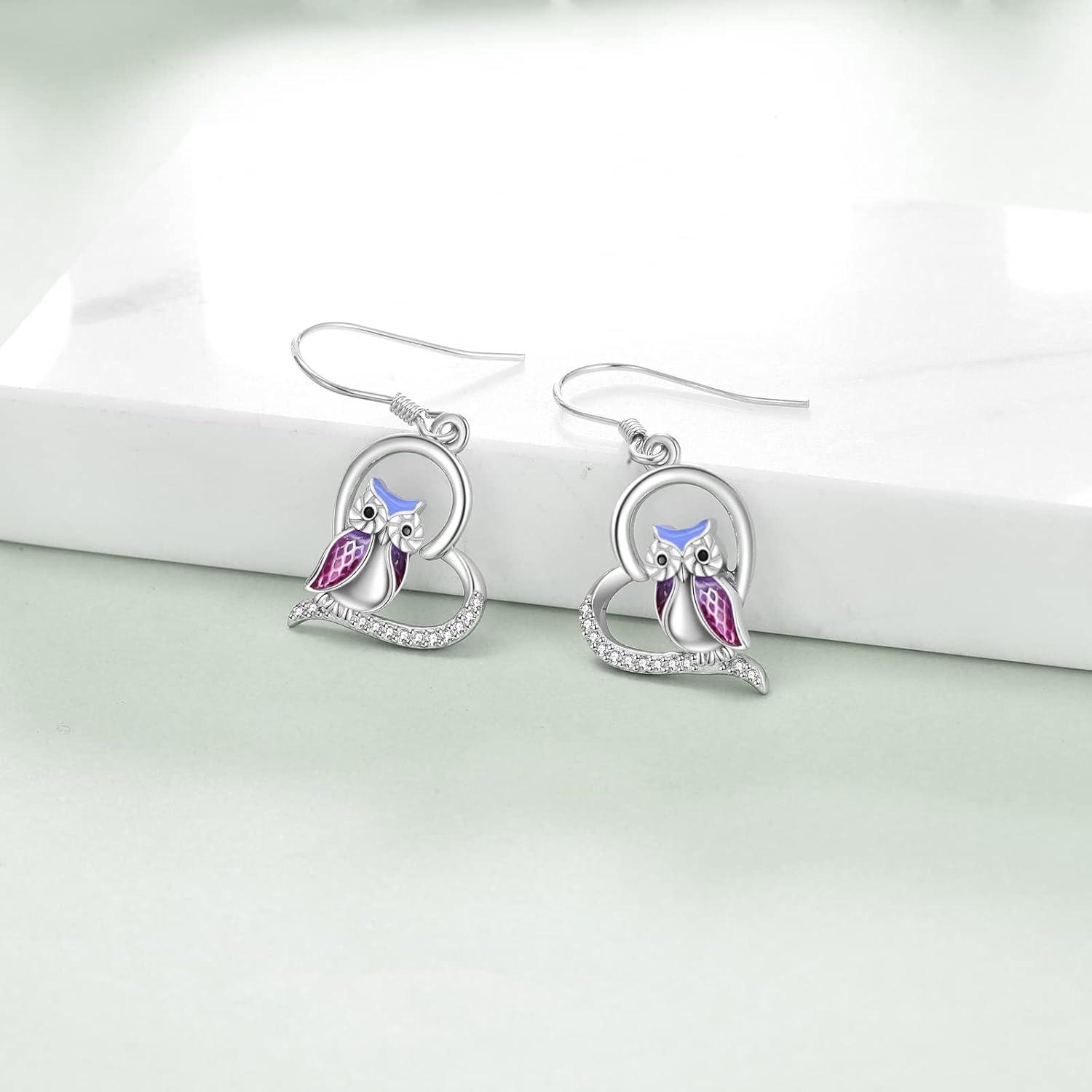 image:imageYFN Owl earrings for women Sterling Silver Owl Jewelry Gifts Drop Dangle Earrings for Women