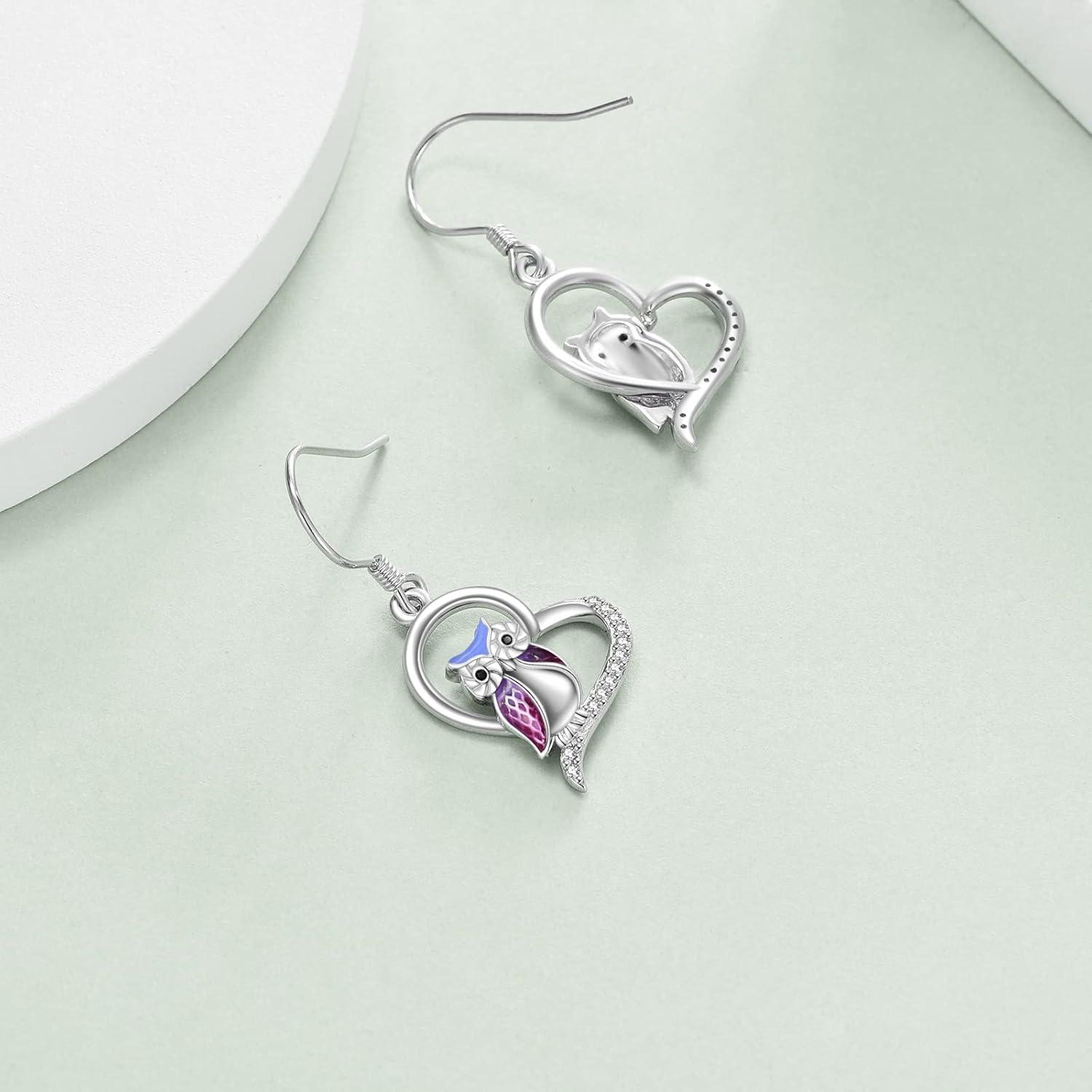image:imageYFN Owl earrings for women Sterling Silver Owl Jewelry Gifts Drop Dangle Earrings for Women