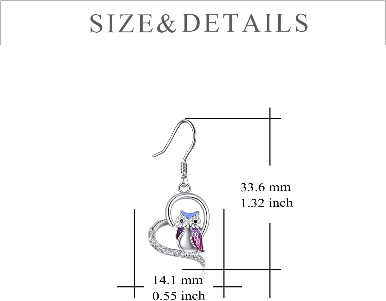 image:imageYFN Owl earrings for women Sterling Silver Owl Jewelry Gifts Drop Dangle Earrings for Women