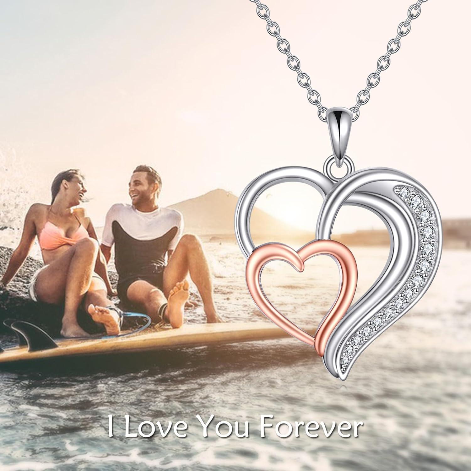 image:imageYFN Sterling Silver Heart Necklace for Women Birthday Gifts for Her Mom Wife DaughterHeart Necklace