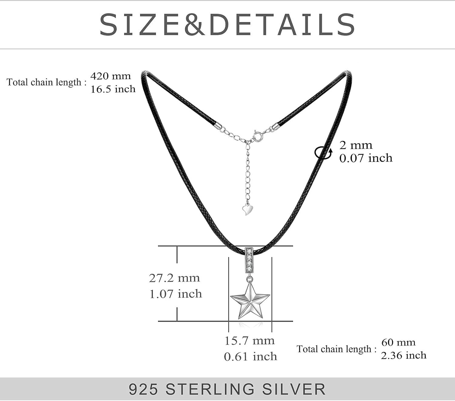 image:imageYFN Sterling Silver Star Choker Necklace Faux Leather Cord Chain Pentagram Pentacle Necklaces Gift For Women142 Star Choker