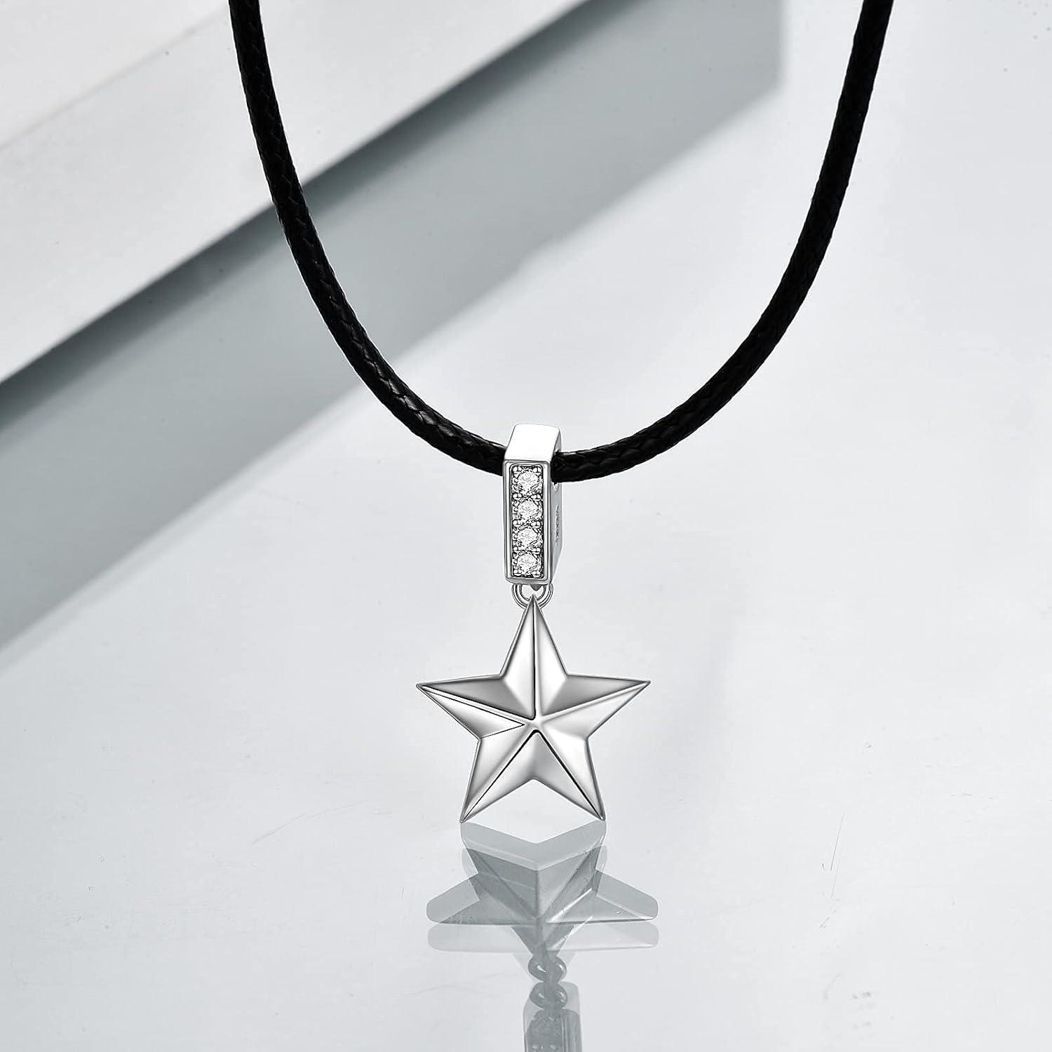 image:imageYFN Sterling Silver Star Choker Necklace Faux Leather Cord Chain Pentagram Pentacle Necklaces Gift For Women142 Star Choker