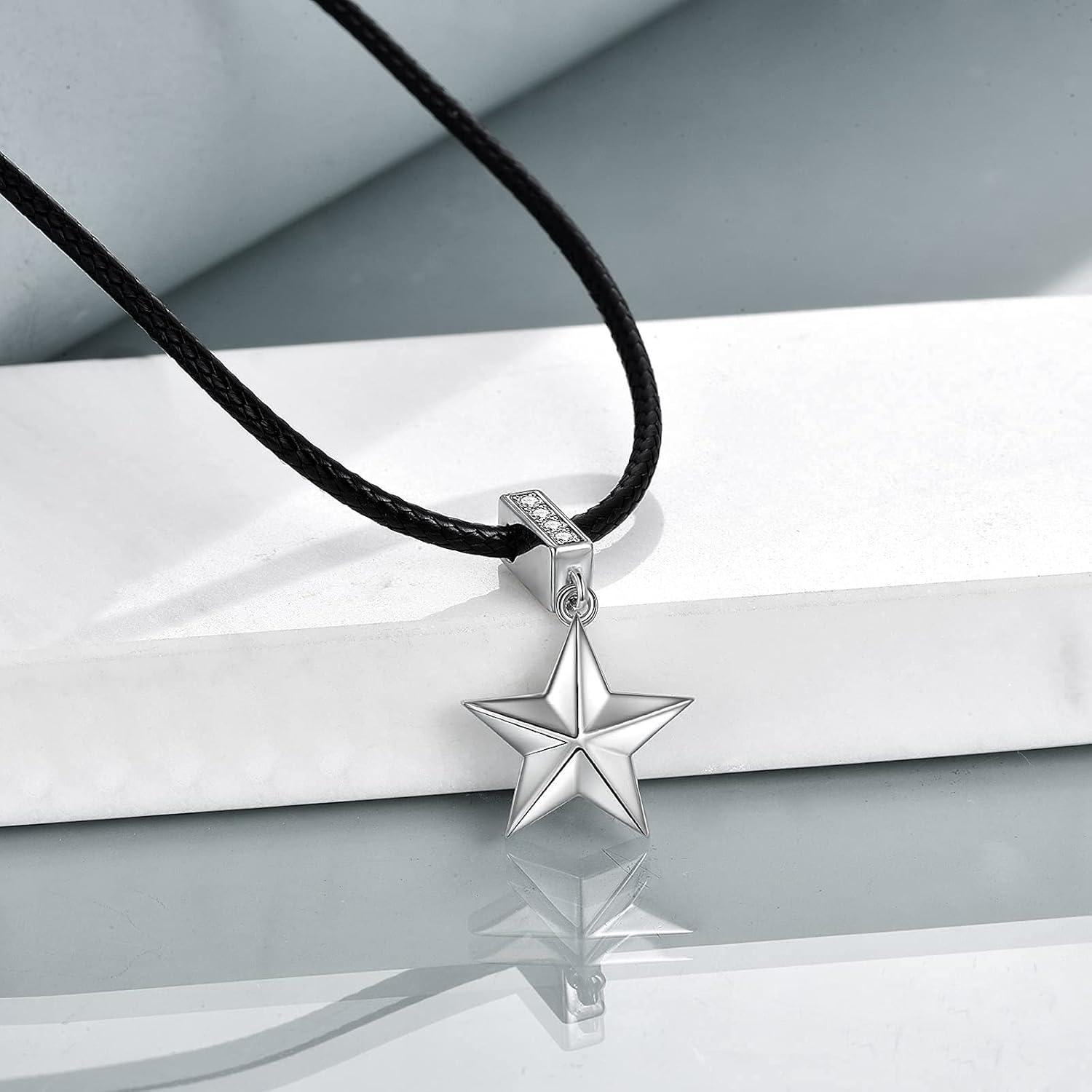 image:imageYFN Sterling Silver Star Choker Necklace Faux Leather Cord Chain Pentagram Pentacle Necklaces Gift For Women142 Star Choker