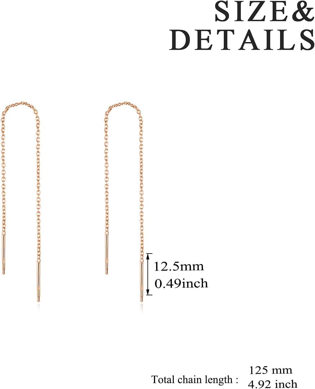 image:imageYFN Threader Earrings Sterling Silver Chain Earrings for Women Dangle Earrings Thread Dangling Threaded Long Chain Earring Nickel Free Hypoallergenic Ear for WomenPink